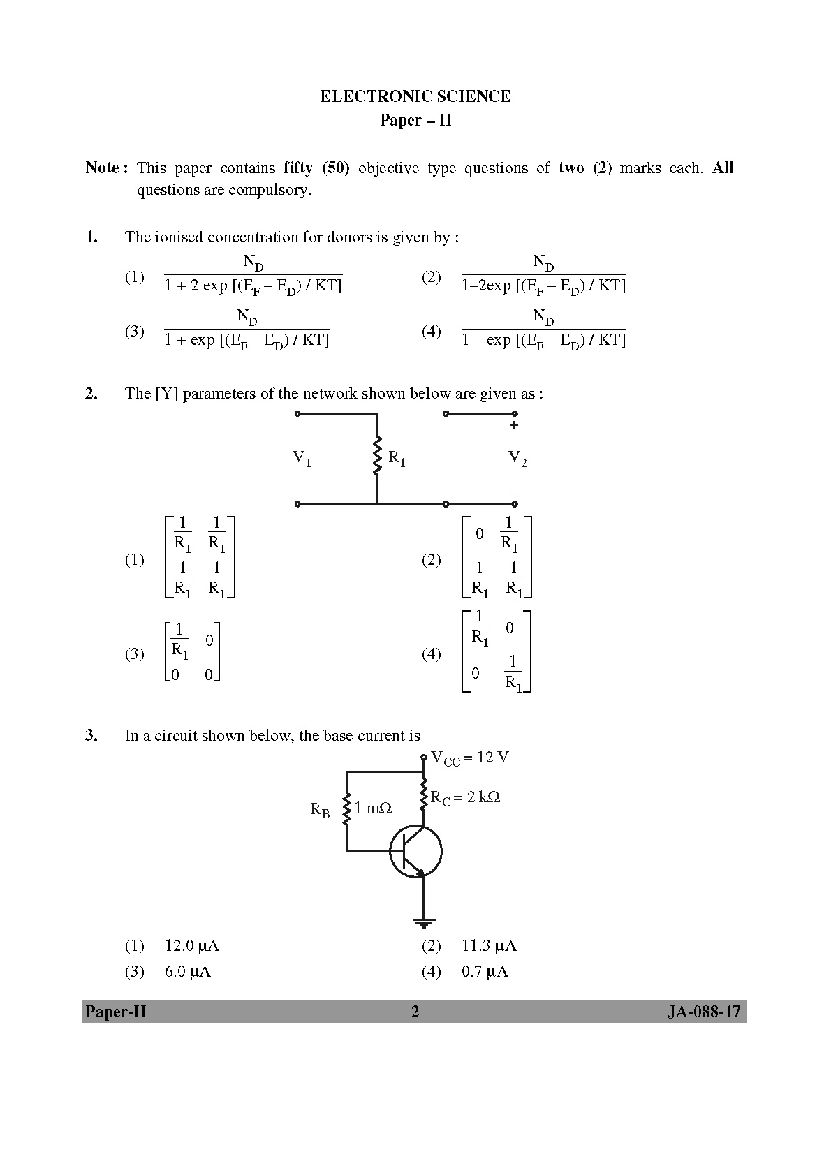 Electronic Science Question Paper II January 2017 2