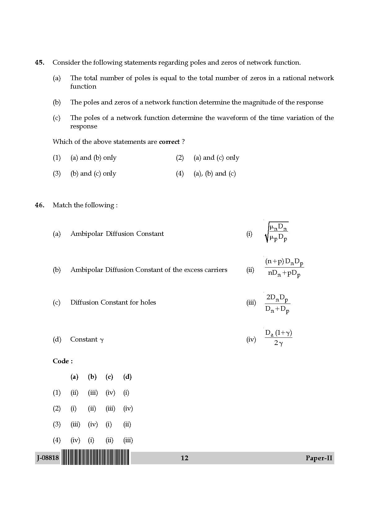 Electronic Science Question Paper II July 2018 12