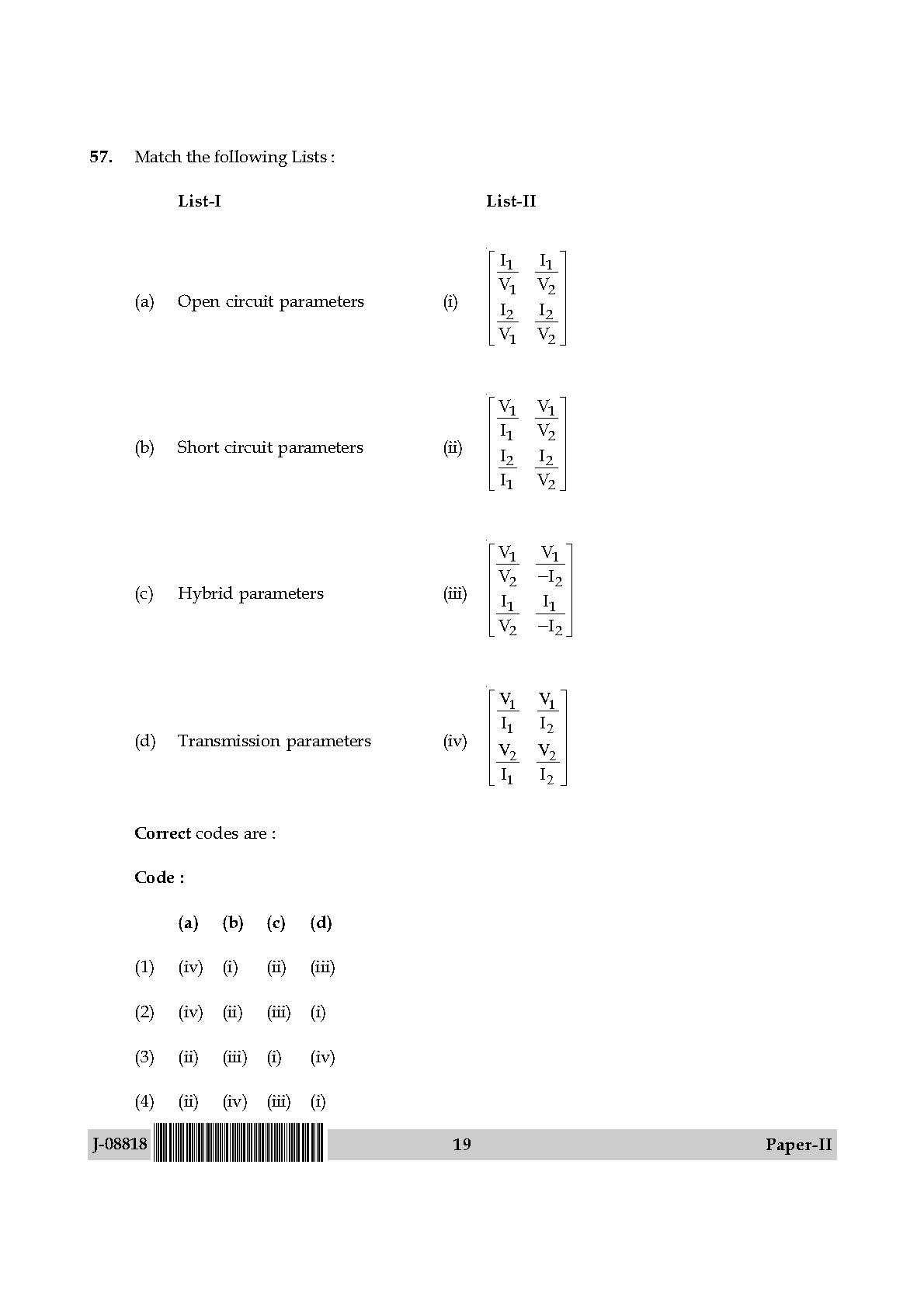 Electronic Science Question Paper II July 2018 19