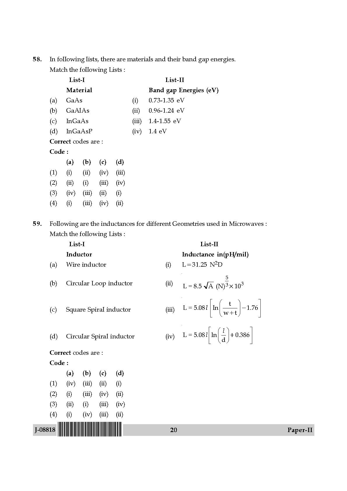 Electronic Science Question Paper II July 2018 20