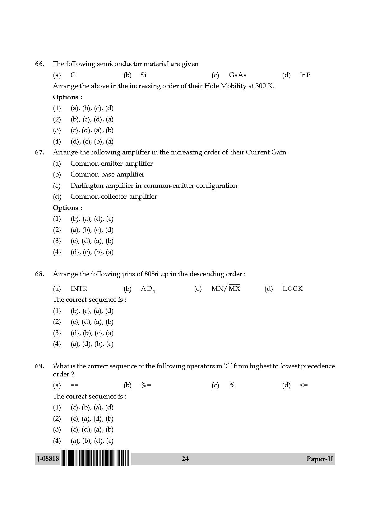 Electronic Science Question Paper II July 2018 24