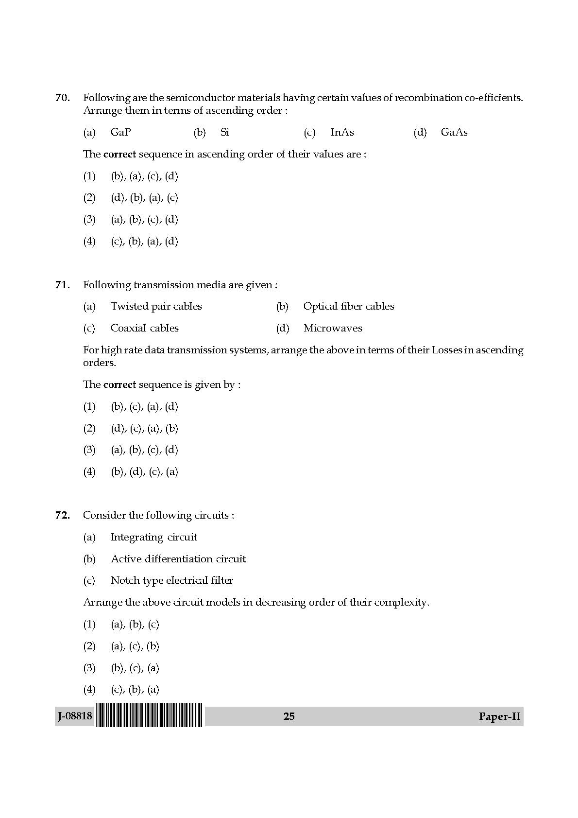 Electronic Science Question Paper II July 2018 25