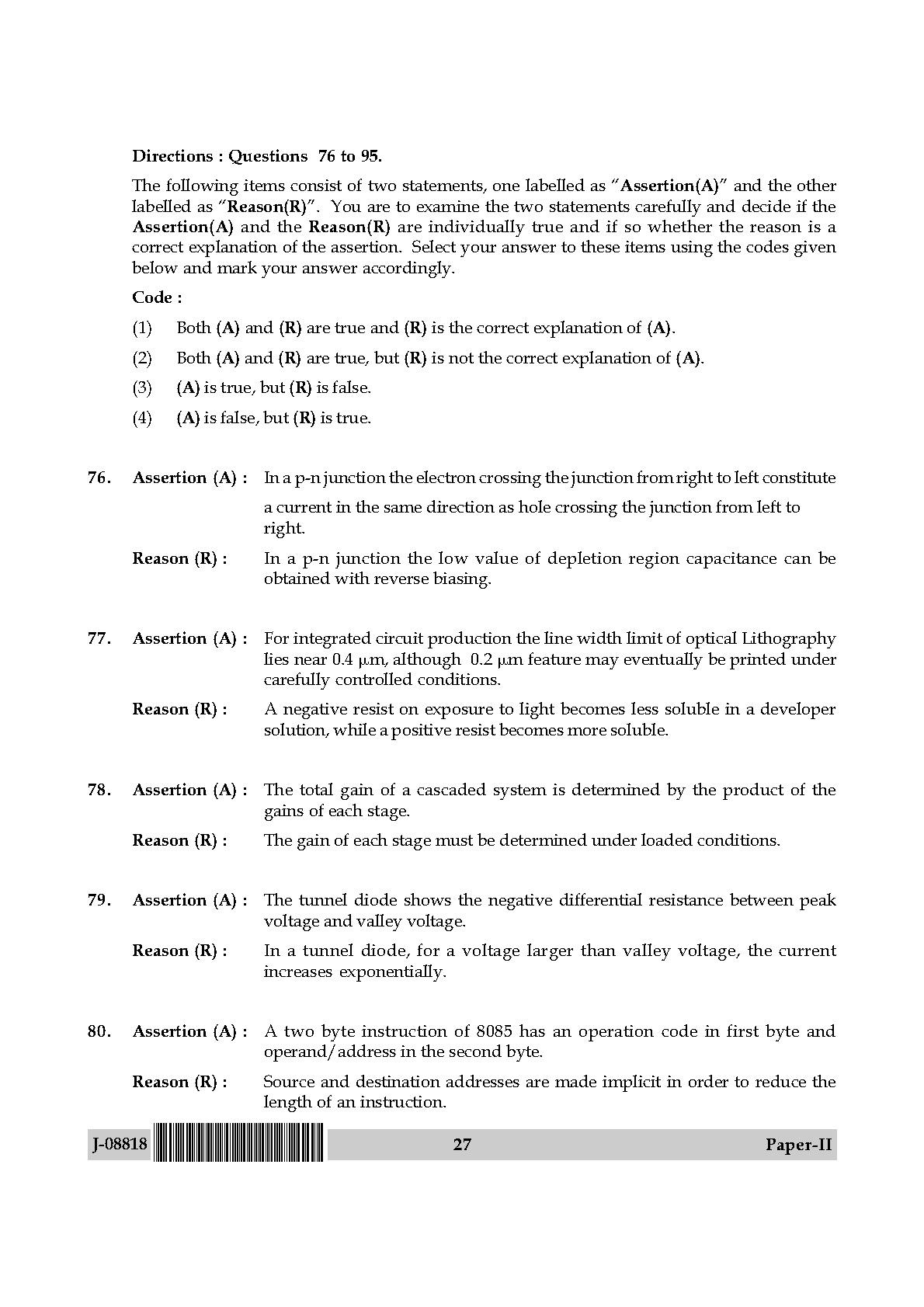 Electronic Science Question Paper II July 2018 27