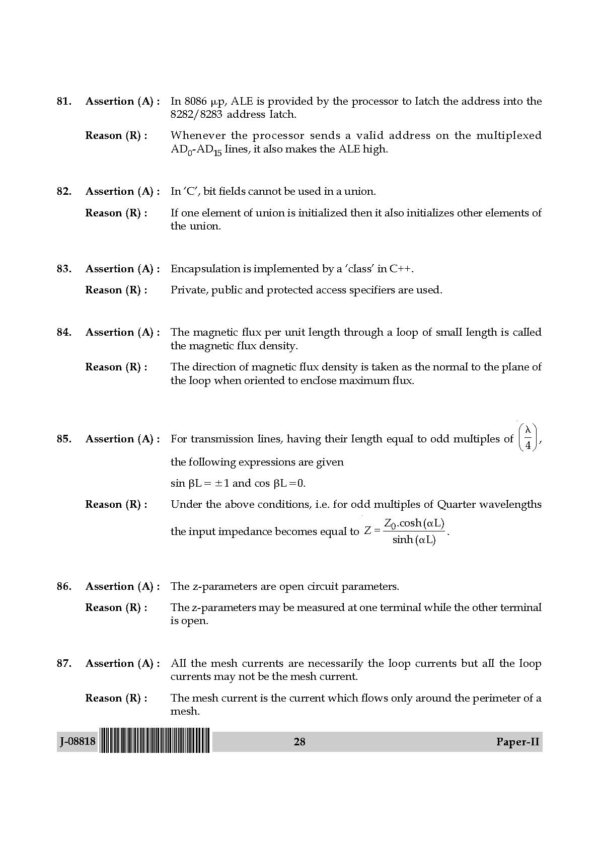 Electronic Science Question Paper II July 2018 28