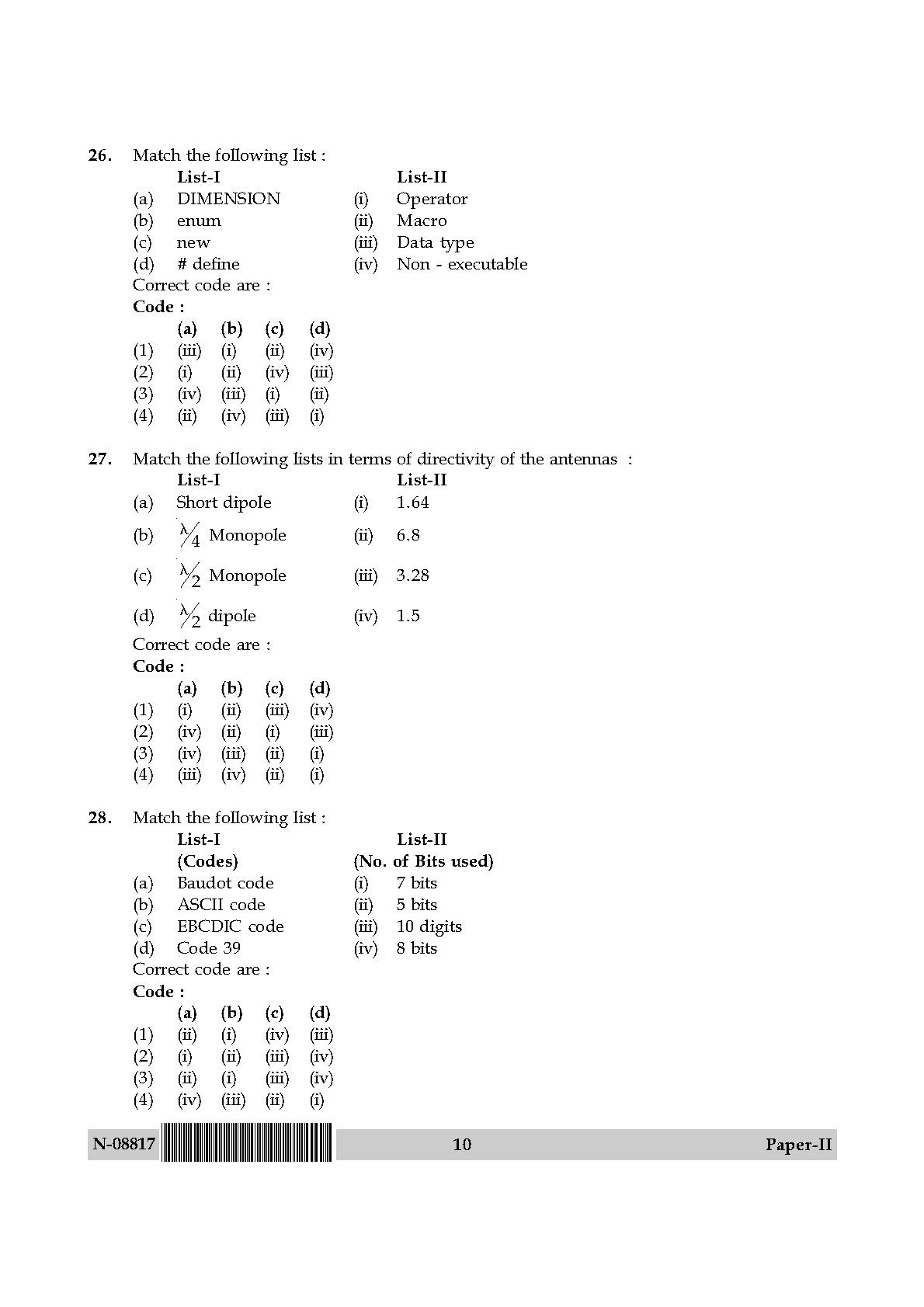 Electronic Science Question Paper II November 2017 10