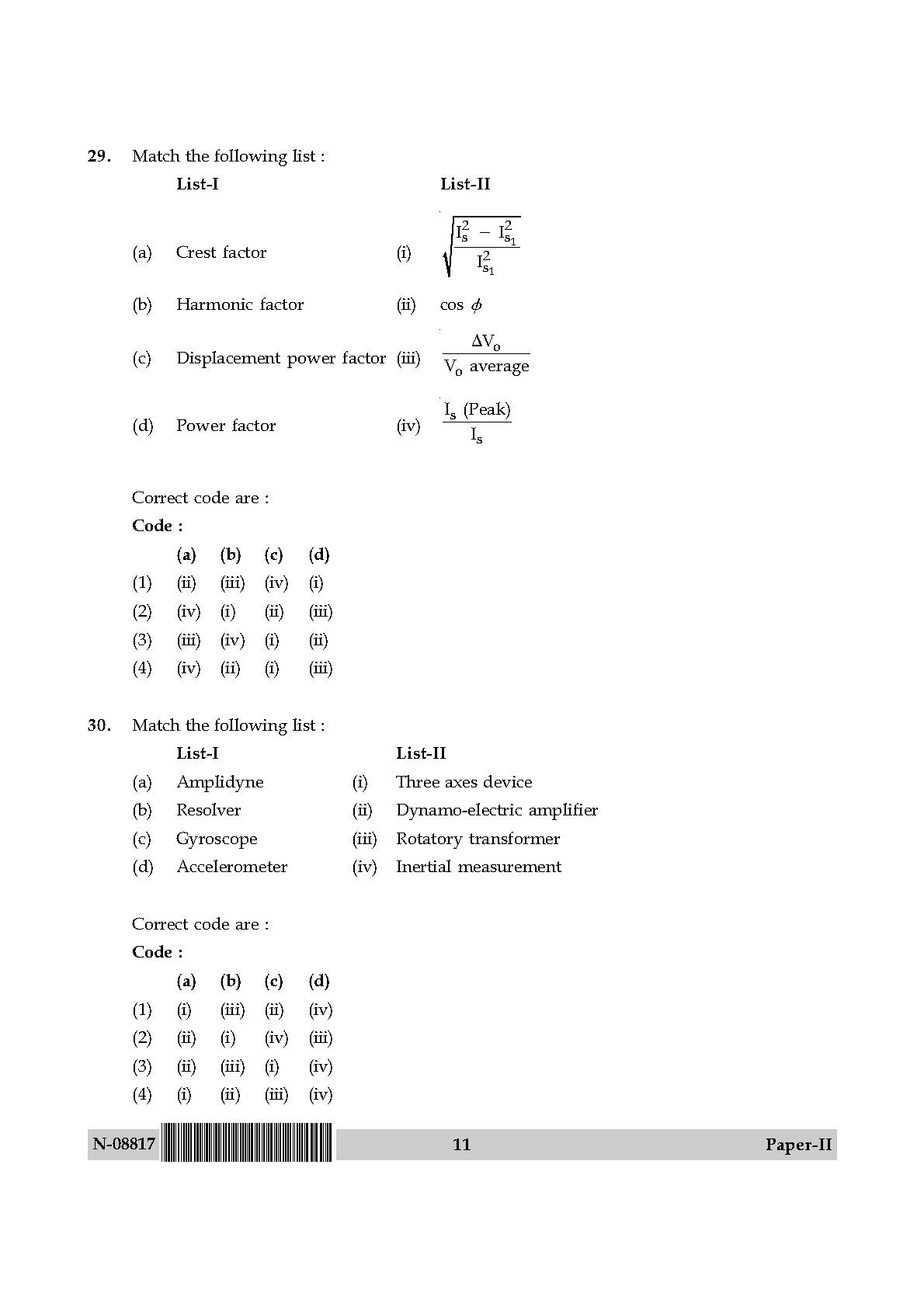 Electronic Science Question Paper II November 2017 11