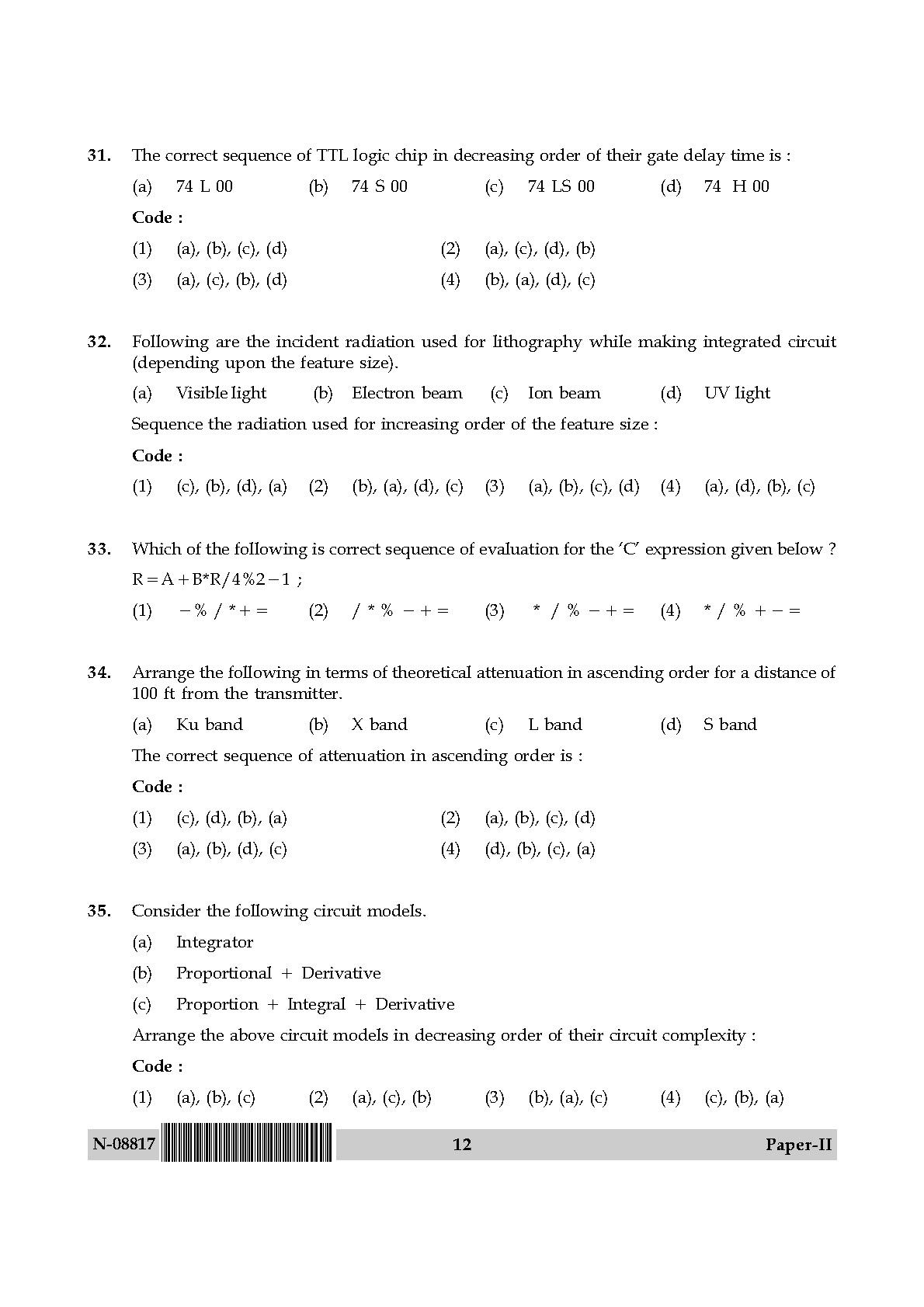 Electronic Science Question Paper II November 2017 12