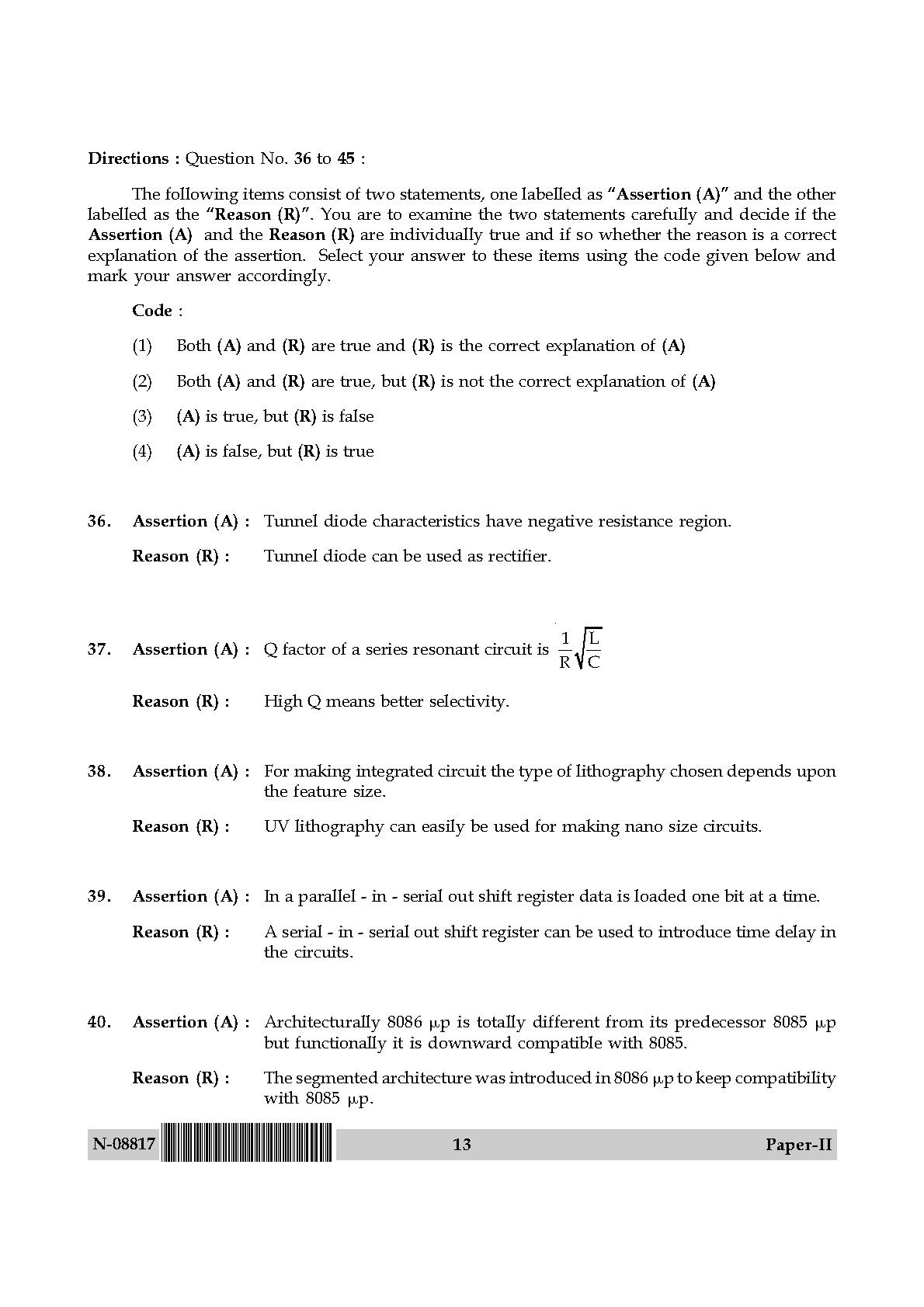 Electronic Science Question Paper II November 2017 13