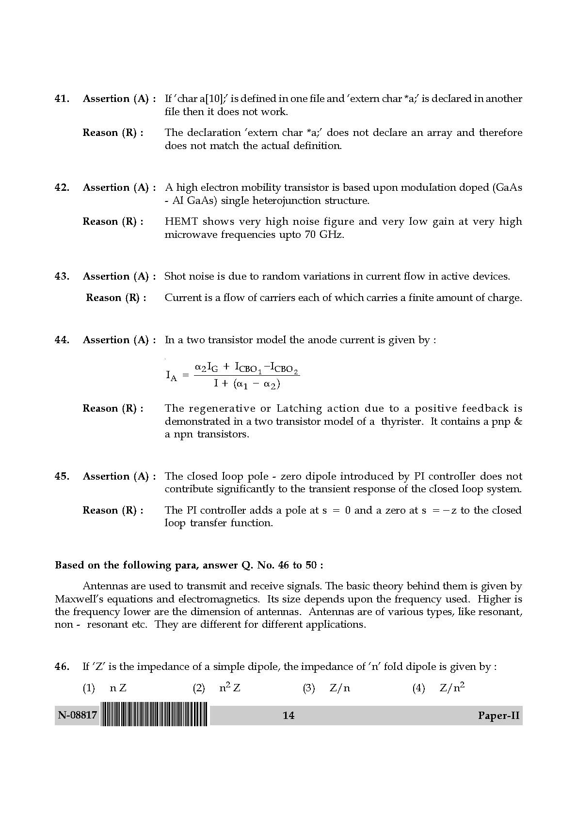 Electronic Science Question Paper II November 2017 14