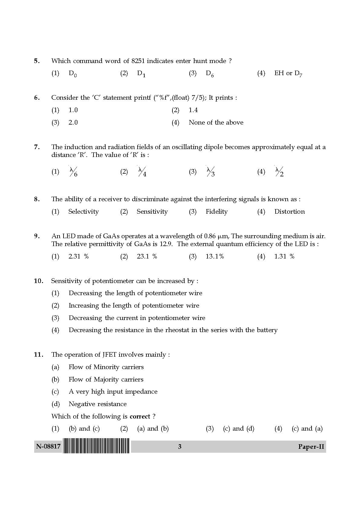 Electronic Science Question Paper II November 2017 3