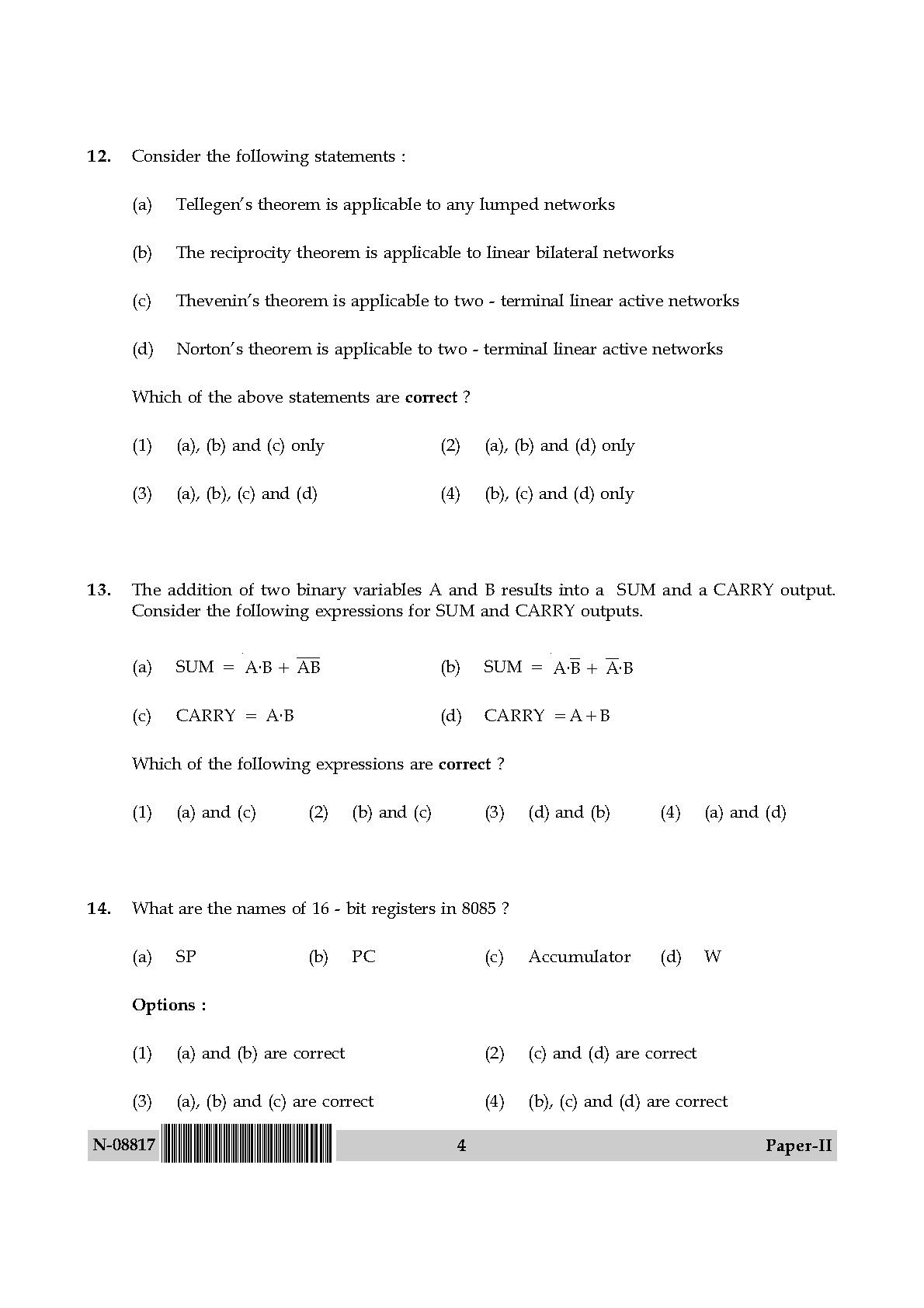 Electronic Science Question Paper II November 2017 4