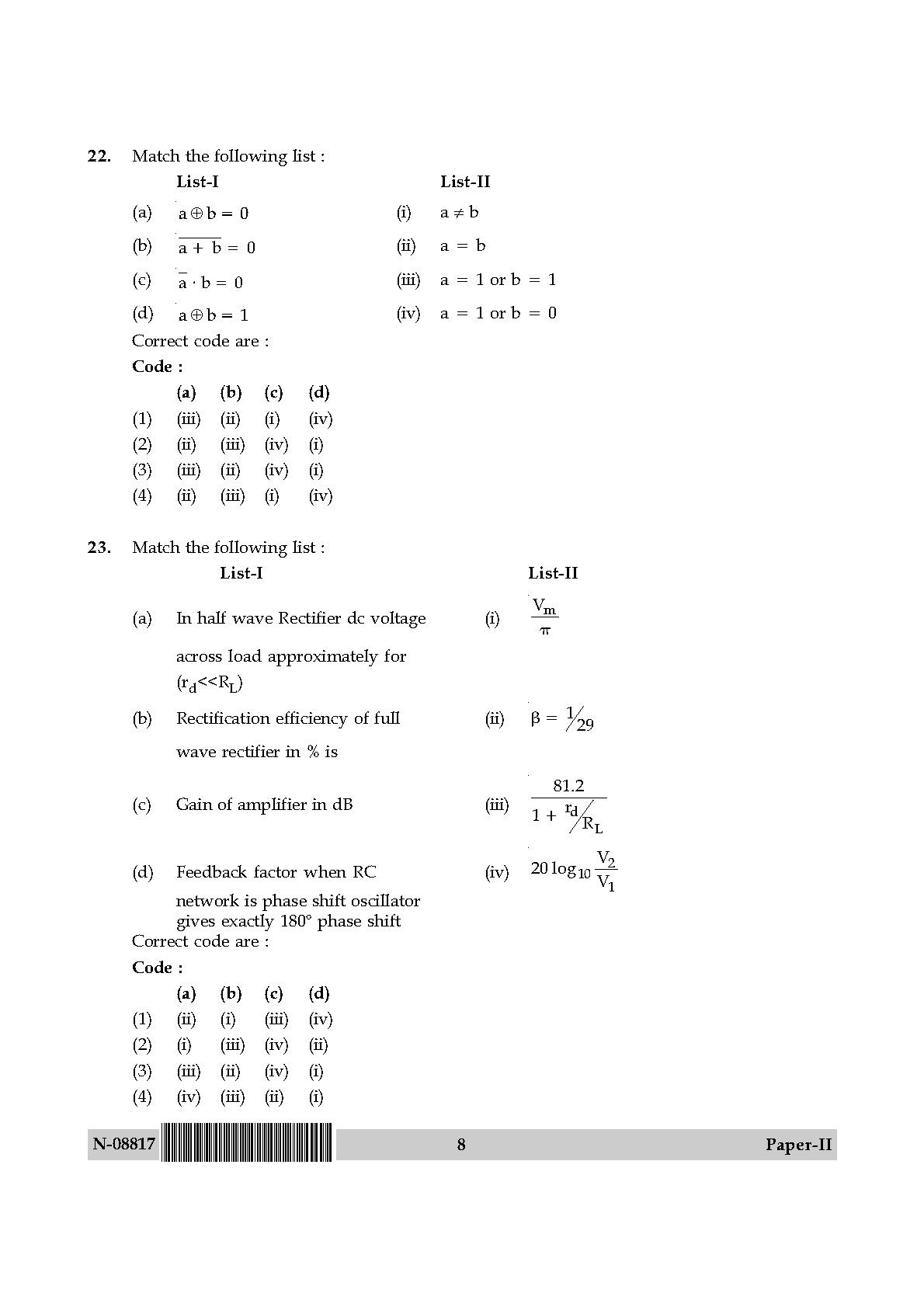 Electronic Science Question Paper II November 2017 8