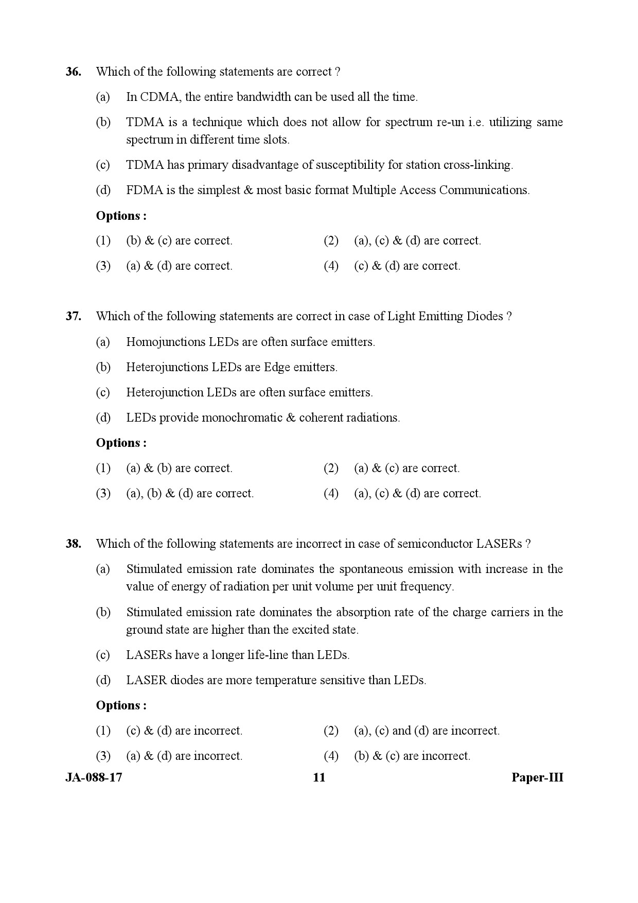 Electronic Science Question Paper III January 2017 11