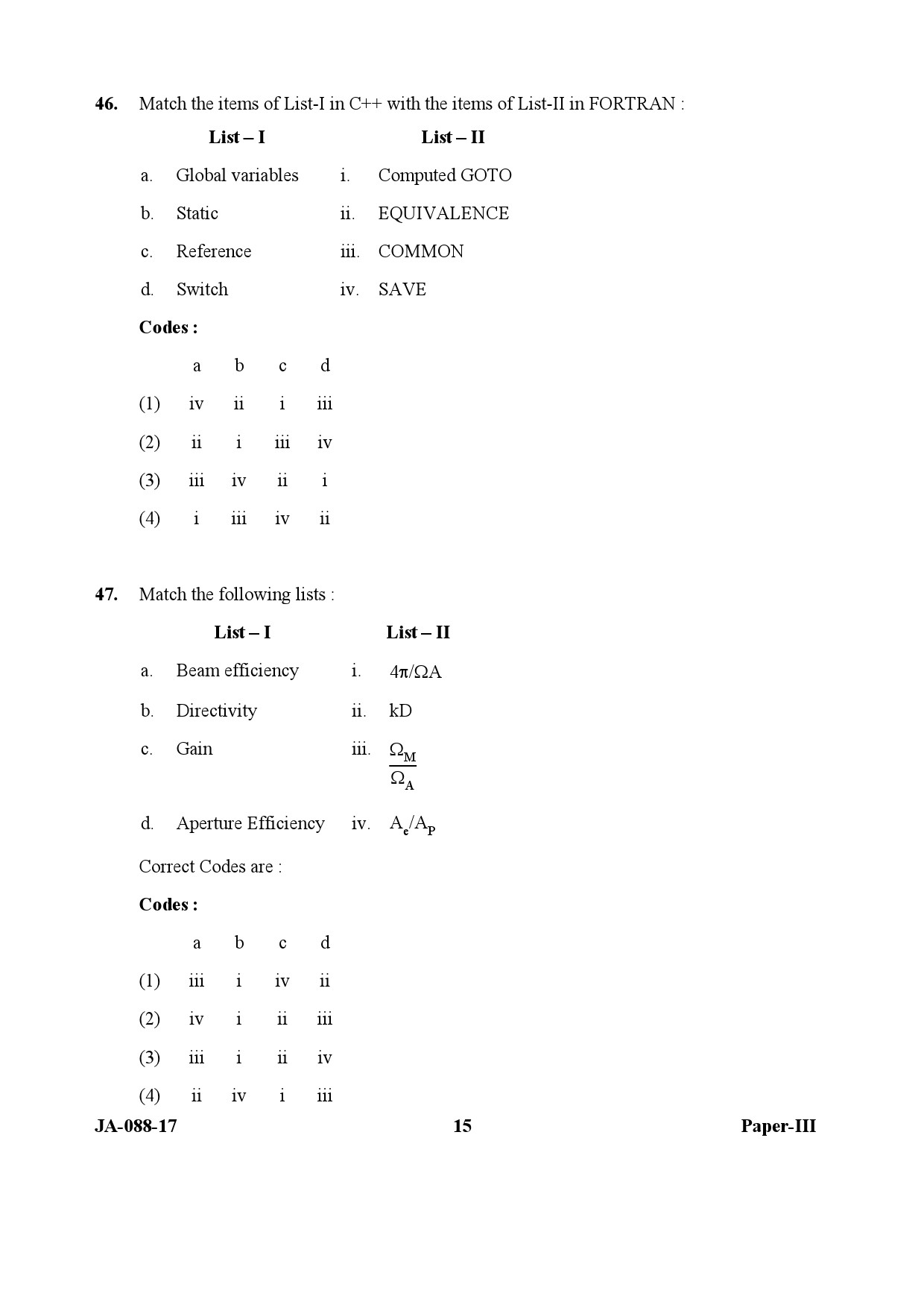 Electronic Science Question Paper III January 2017 15