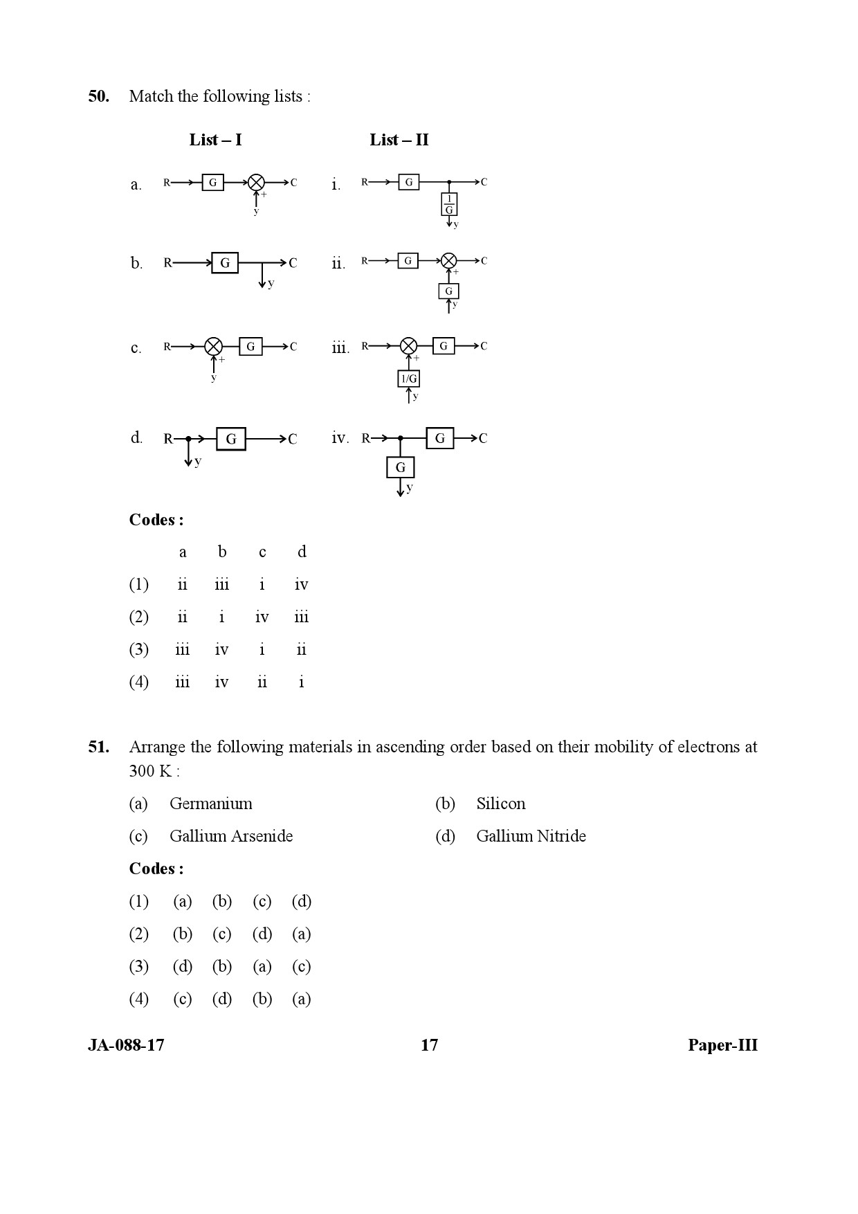 Electronic Science Question Paper III January 2017 17