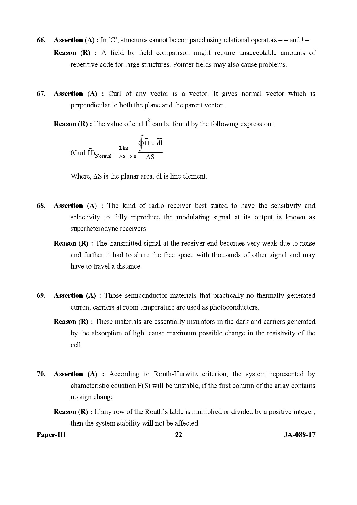 Electronic Science Question Paper III January 2017 22