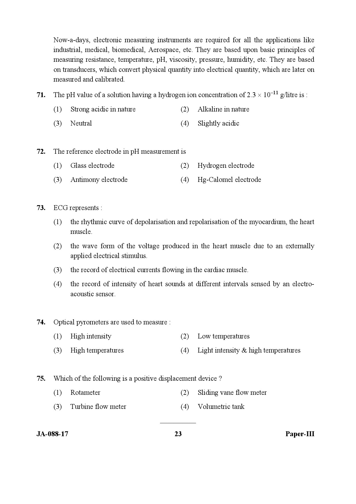 Electronic Science Question Paper III January 2017 23