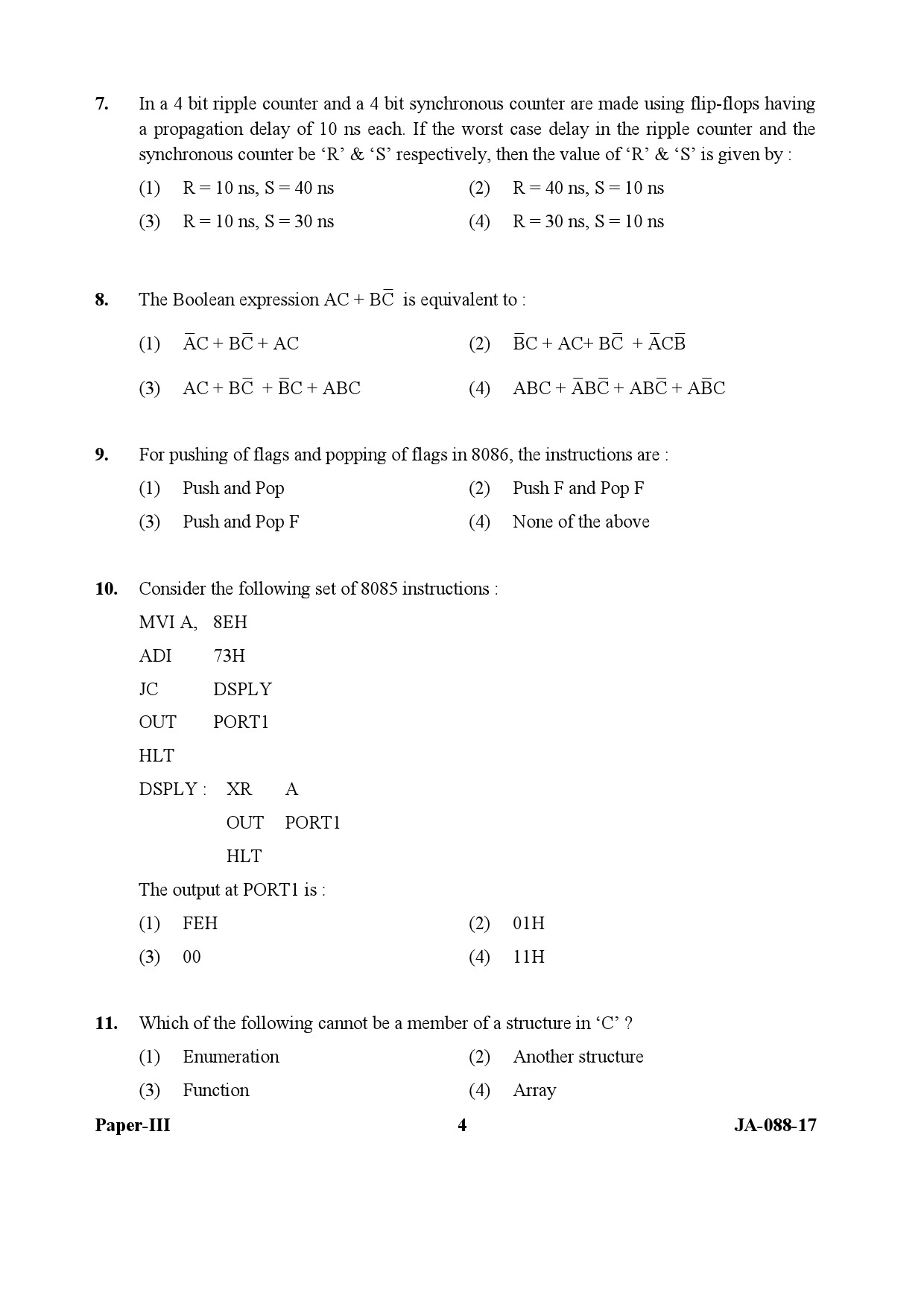 Electronic Science Question Paper III January 2017 4