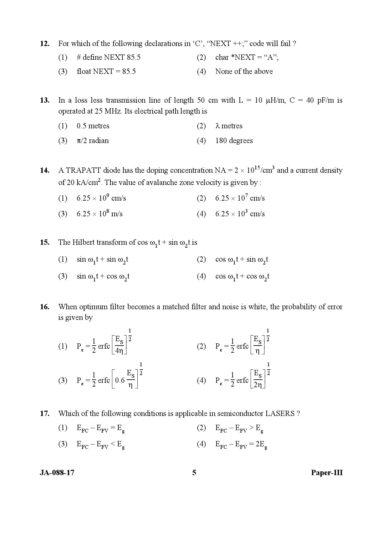 Electronic Science Question Paper III January 2017 5