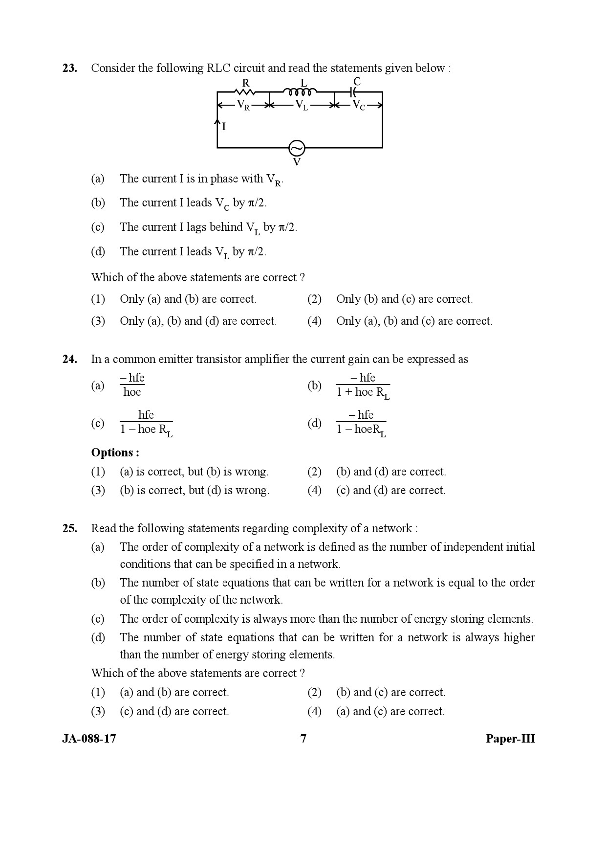 Electronic Science Question Paper III January 2017 7