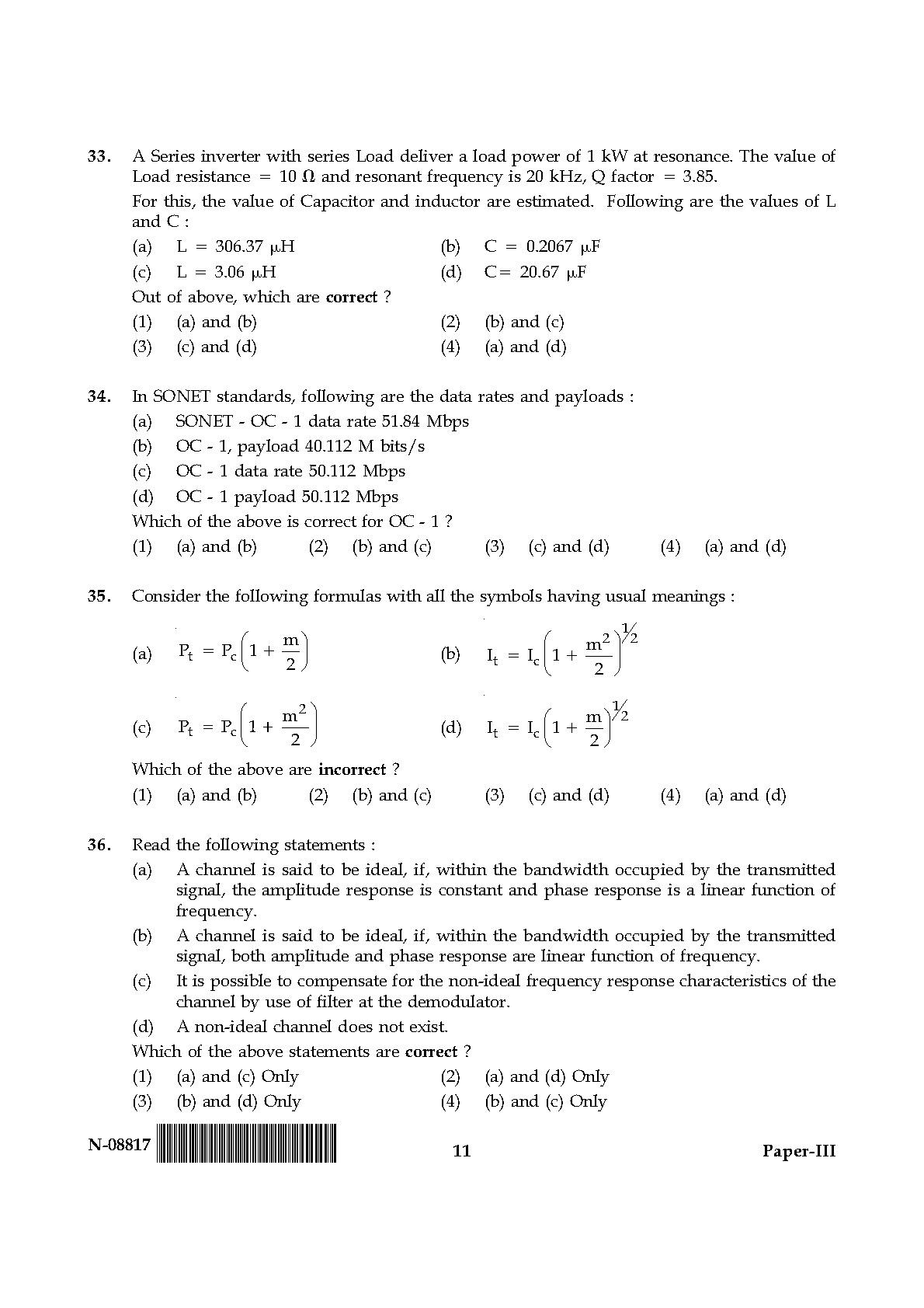 Electronic Science Question Paper III November 2017 11