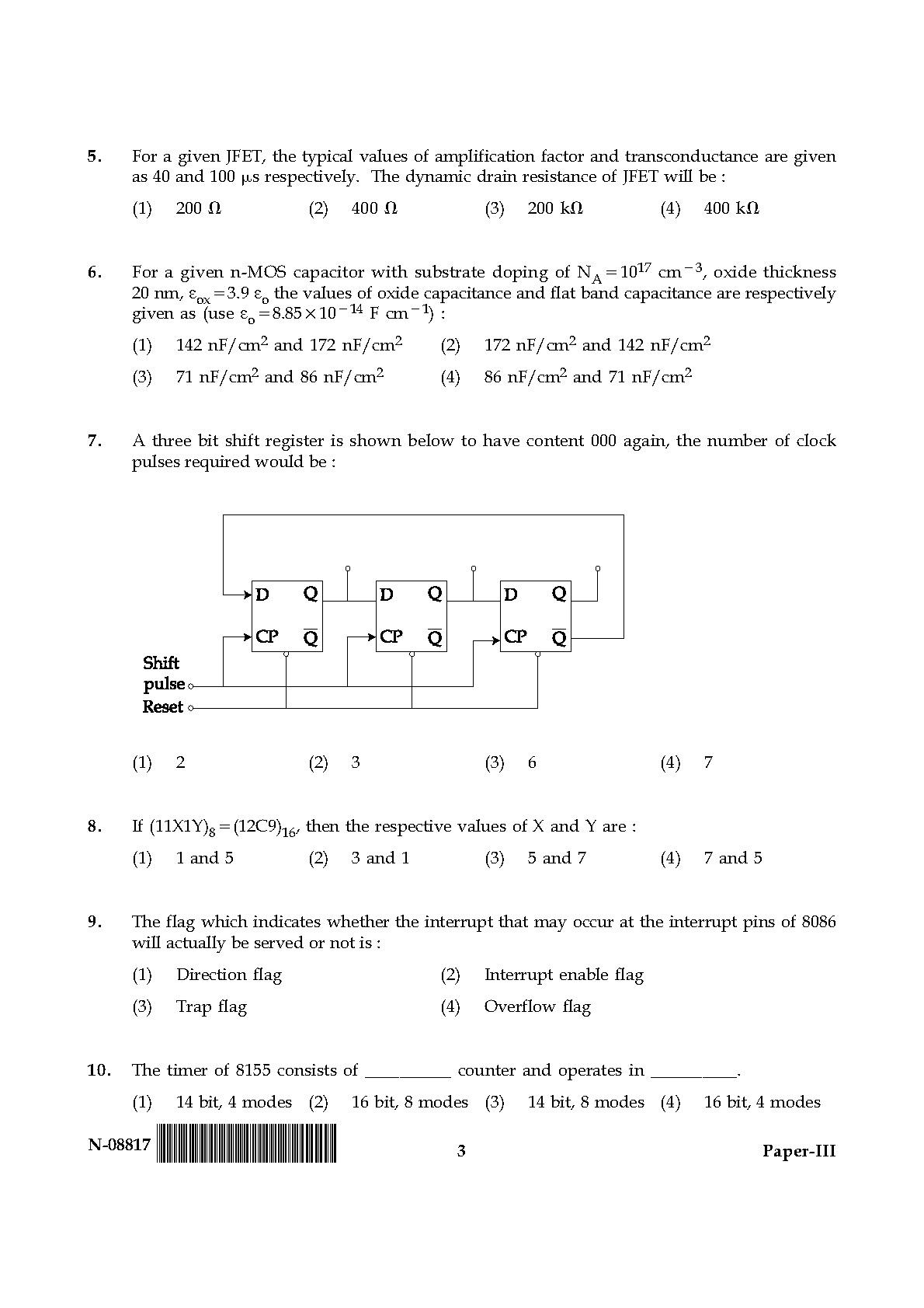 Electronic Science Question Paper III November 2017 3