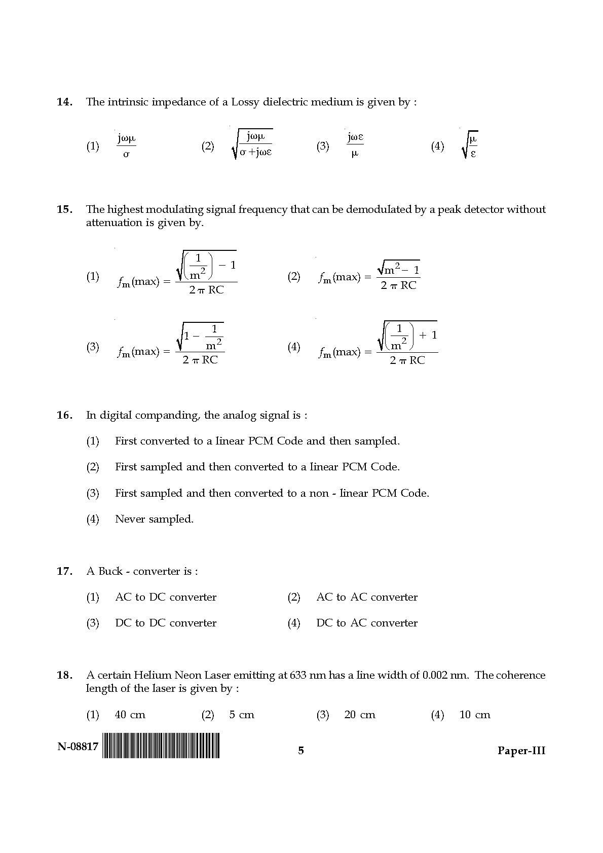 Electronic Science Question Paper III November 2017 5