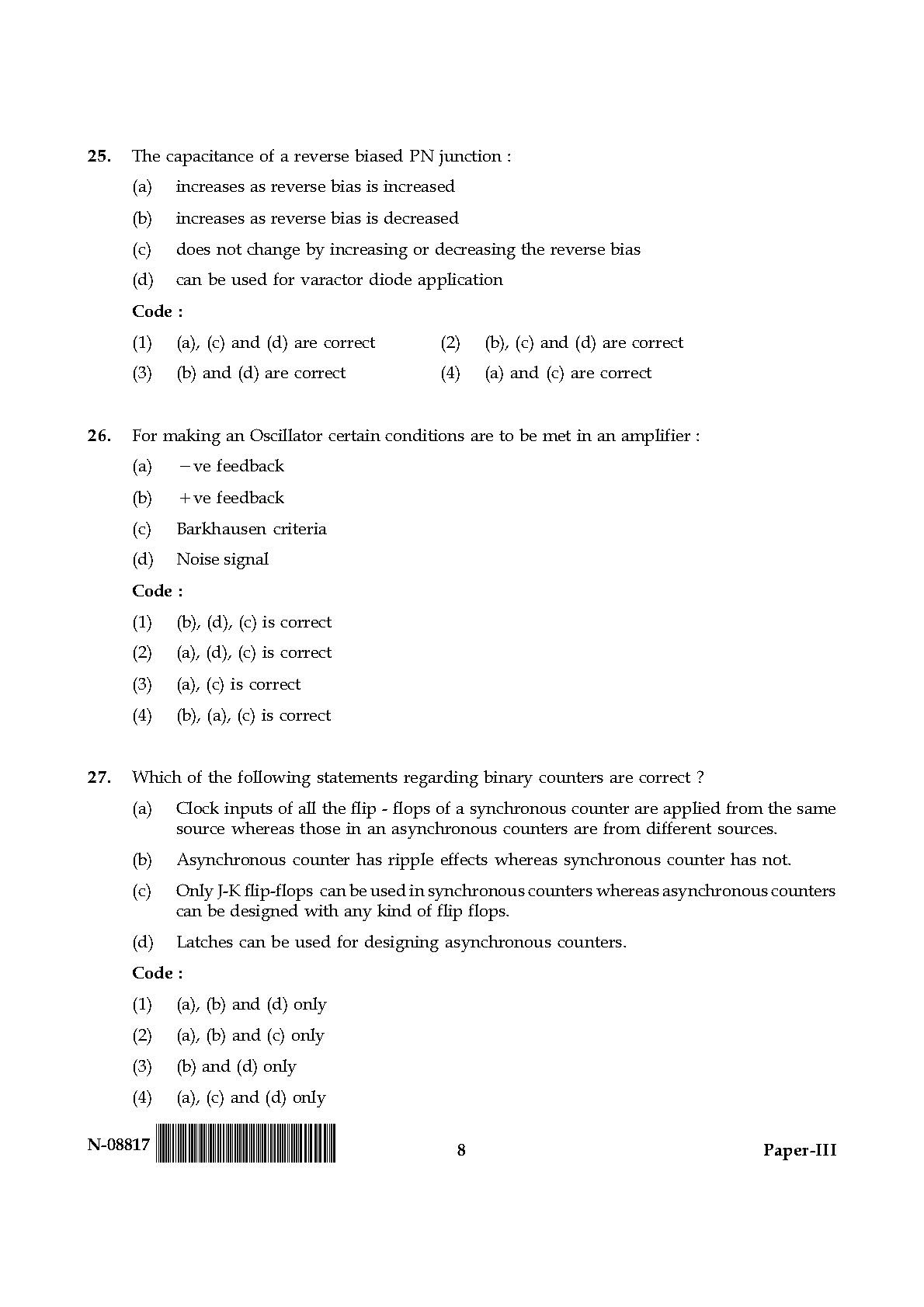 Electronic Science Question Paper III November 2017 8