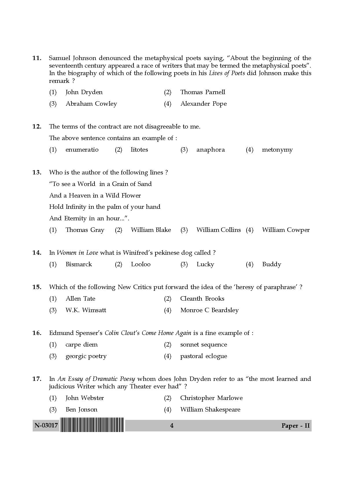 English Question Paper II November 2017 4