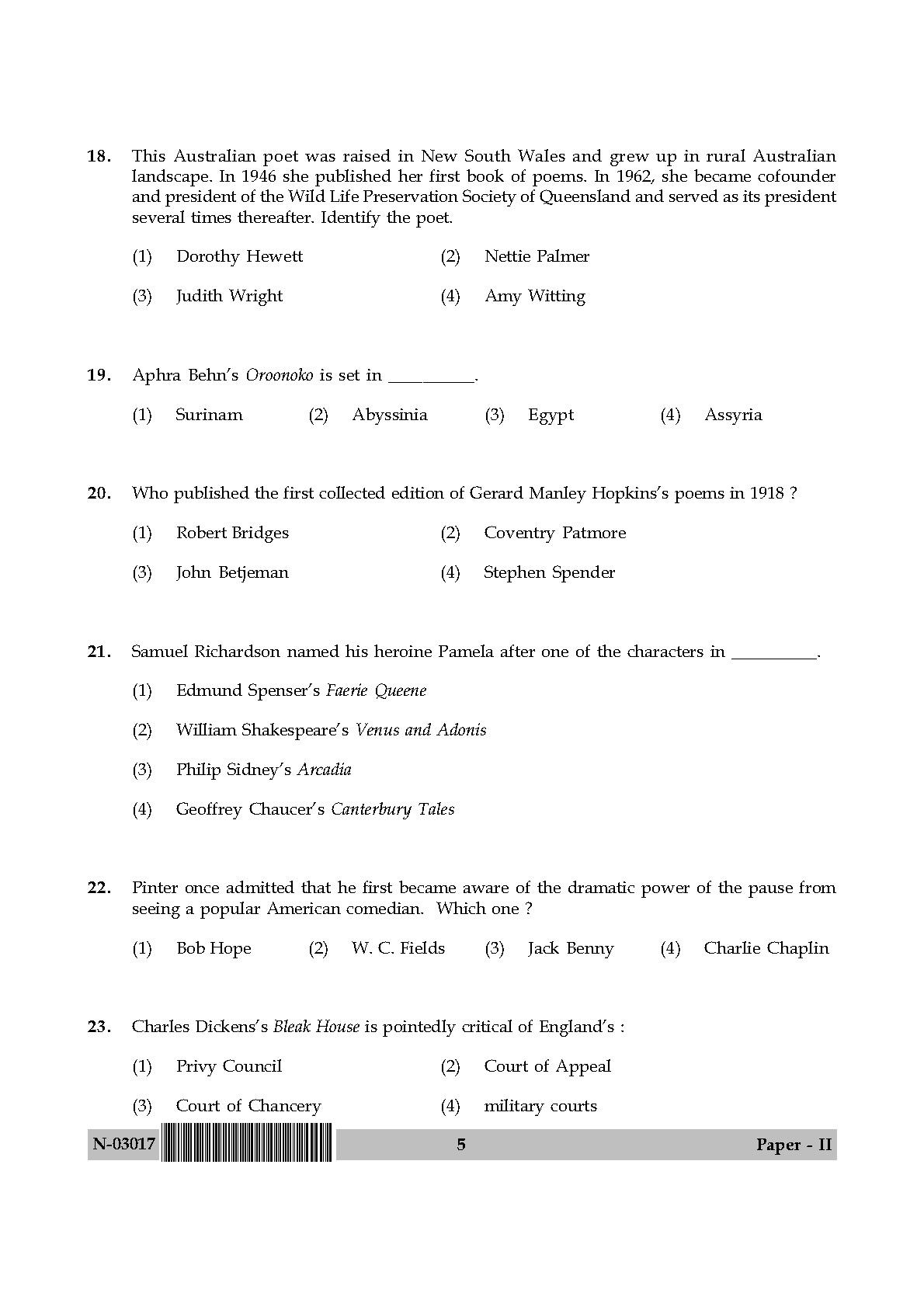 English Question Paper II November 2017 5