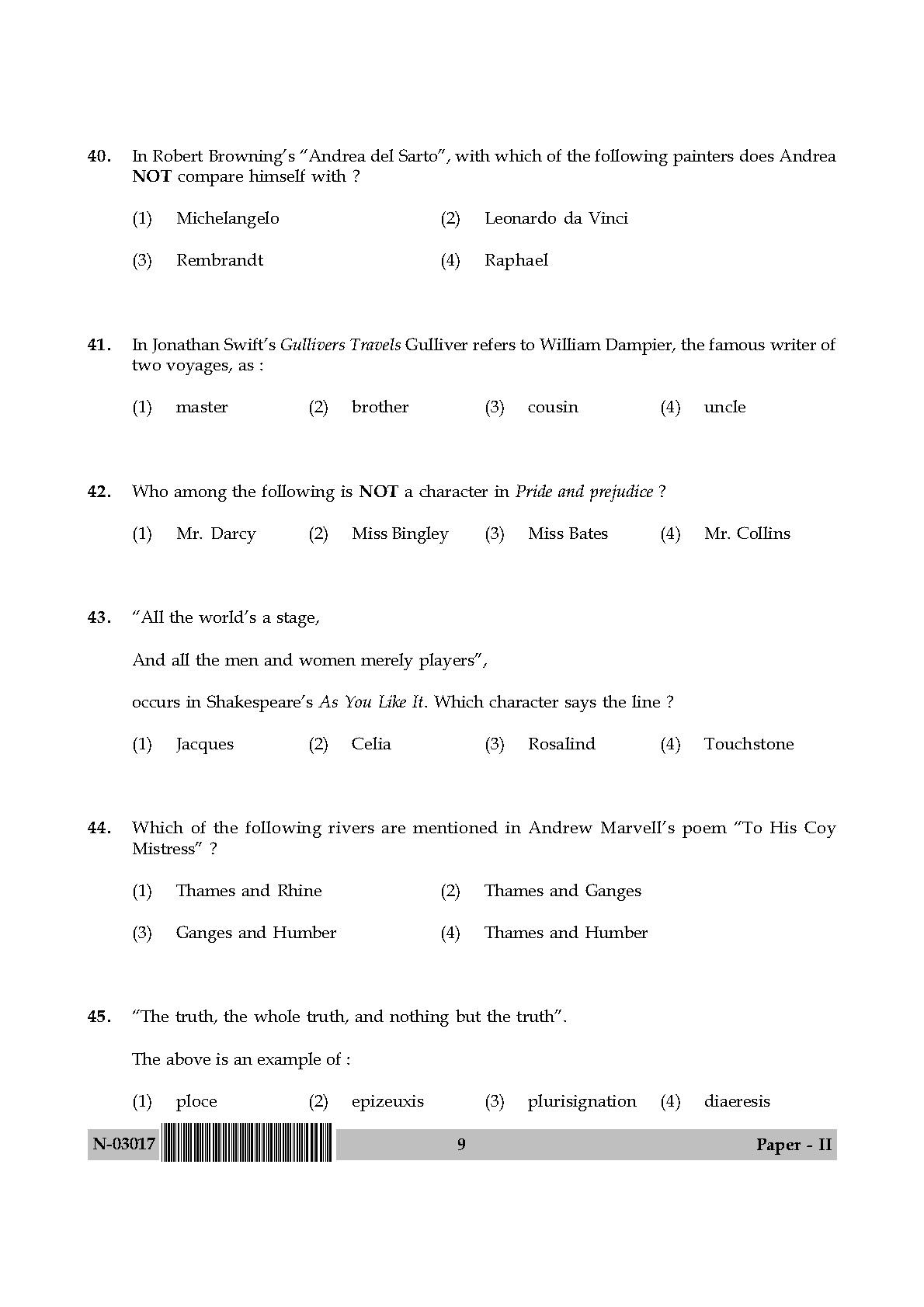 English Question Paper II November 2017 9