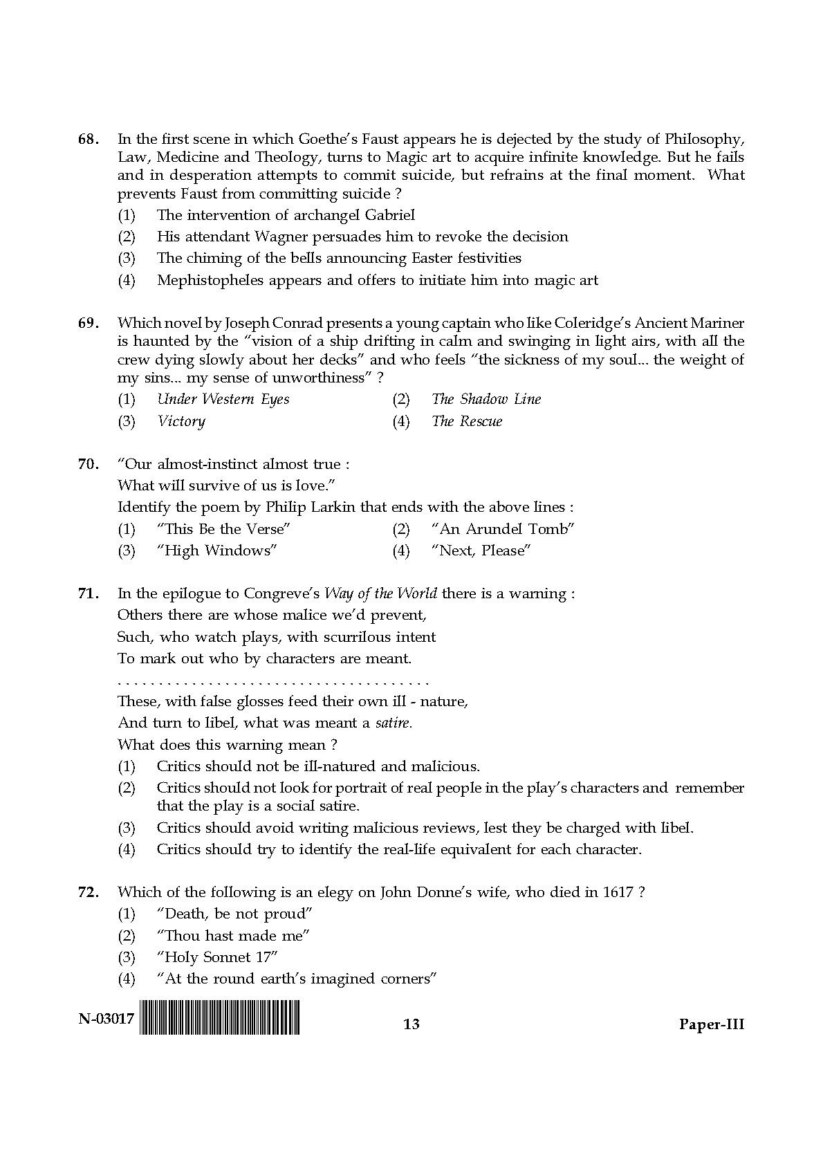 English Question Paper III November 2017 13