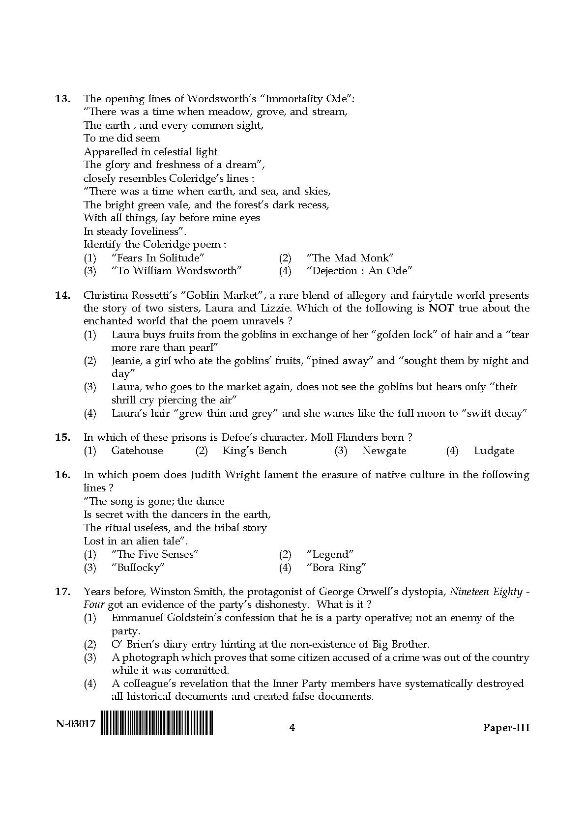 English Question Paper III November 2017 4