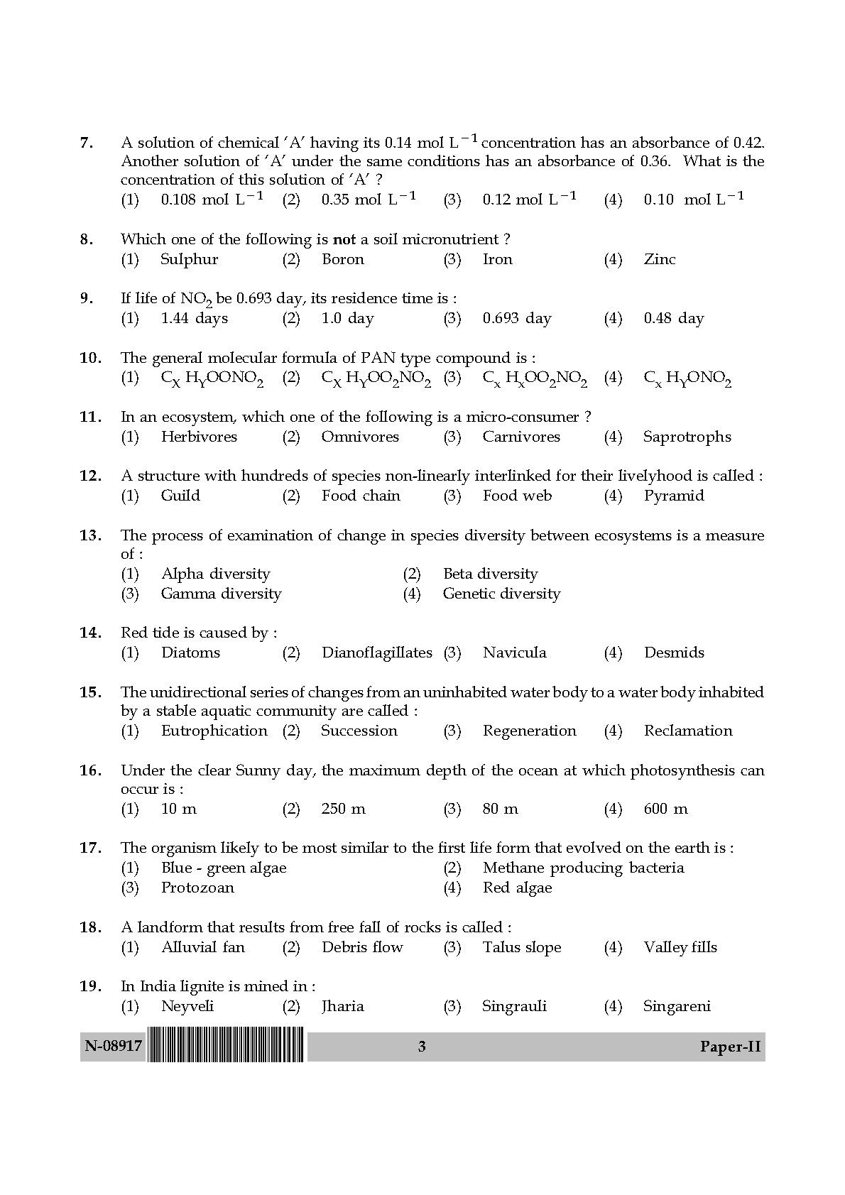 Environmental Science Question Paper II November 2017 3