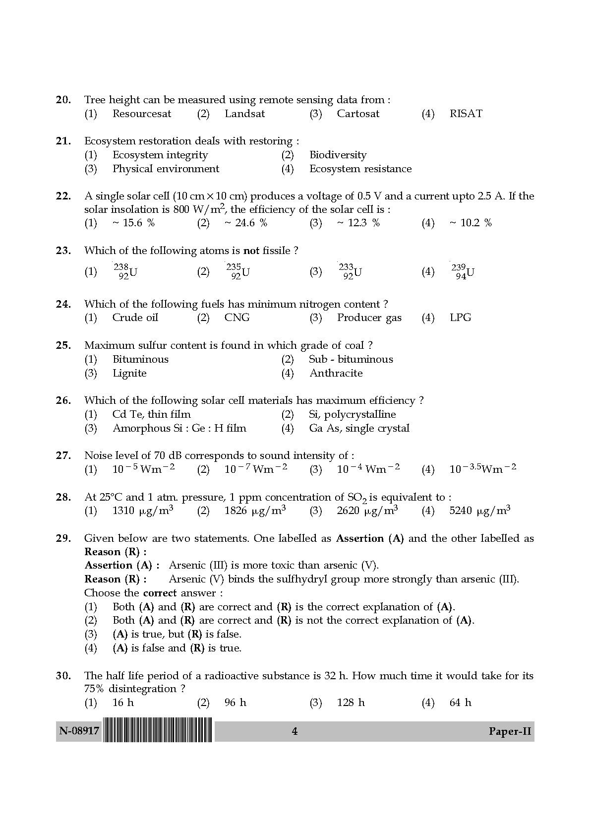 Environmental Science Question Paper II November 2017 4