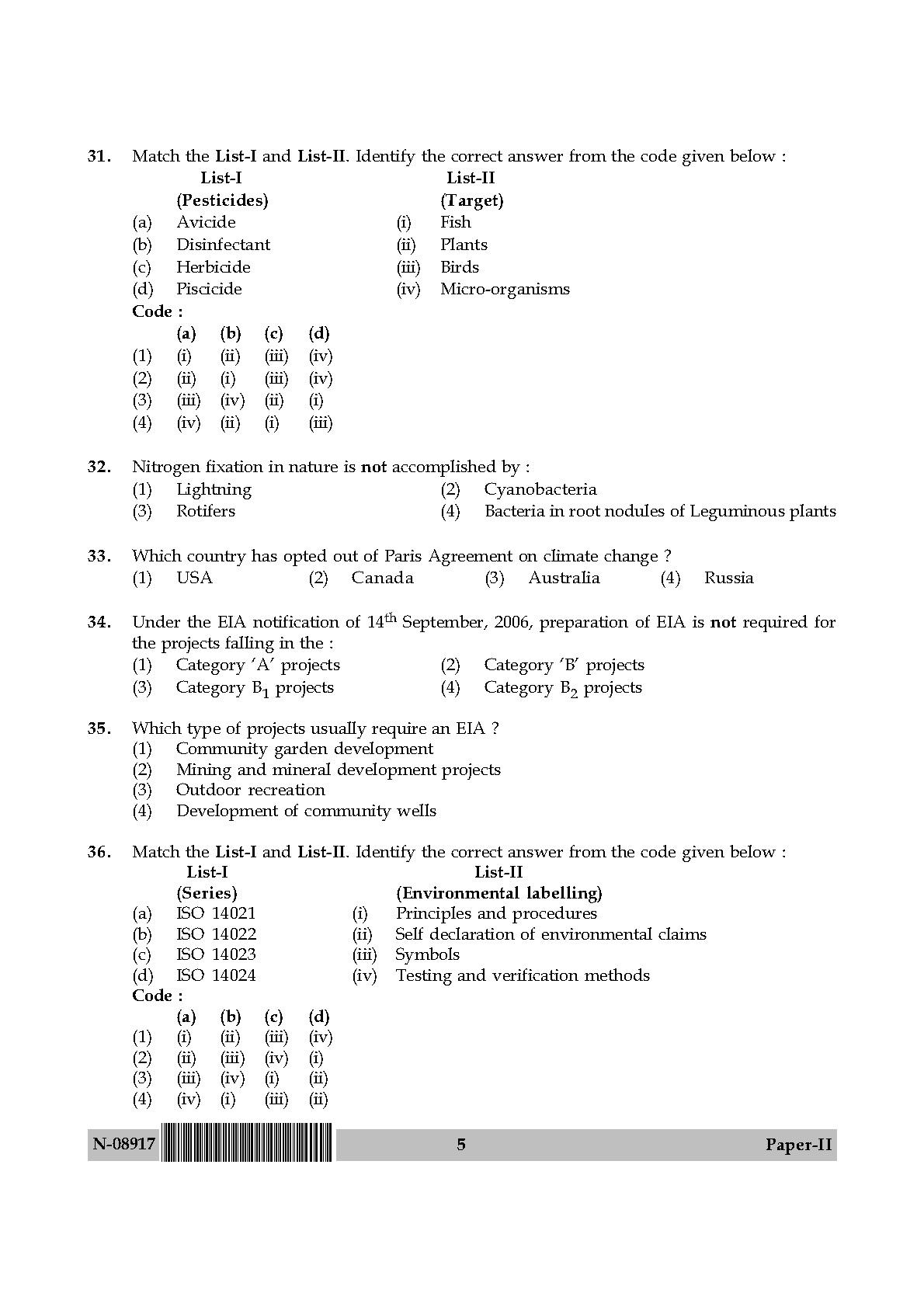 Environmental Science Question Paper II November 2017 5