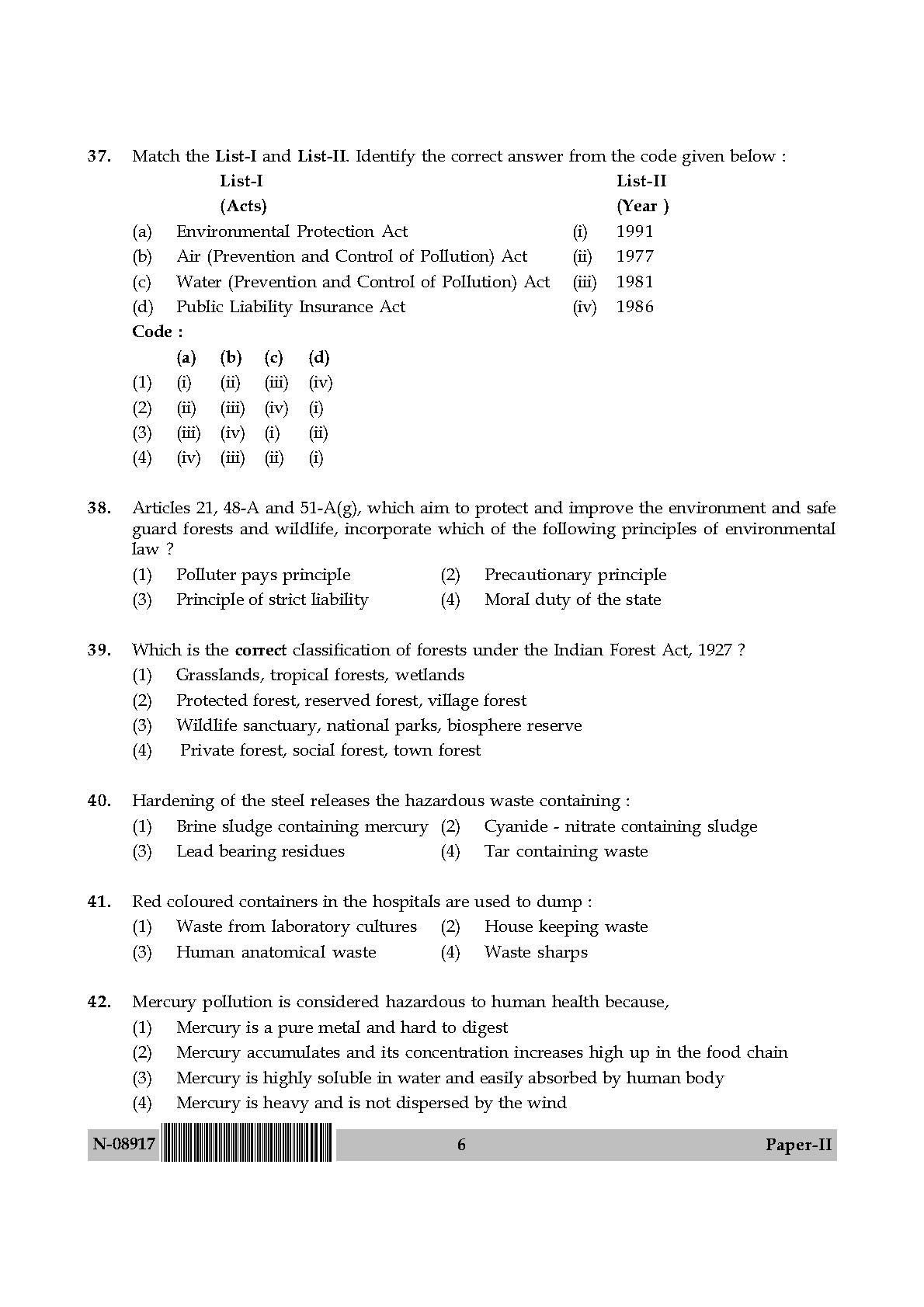 Environmental Science Question Paper II November 2017 6