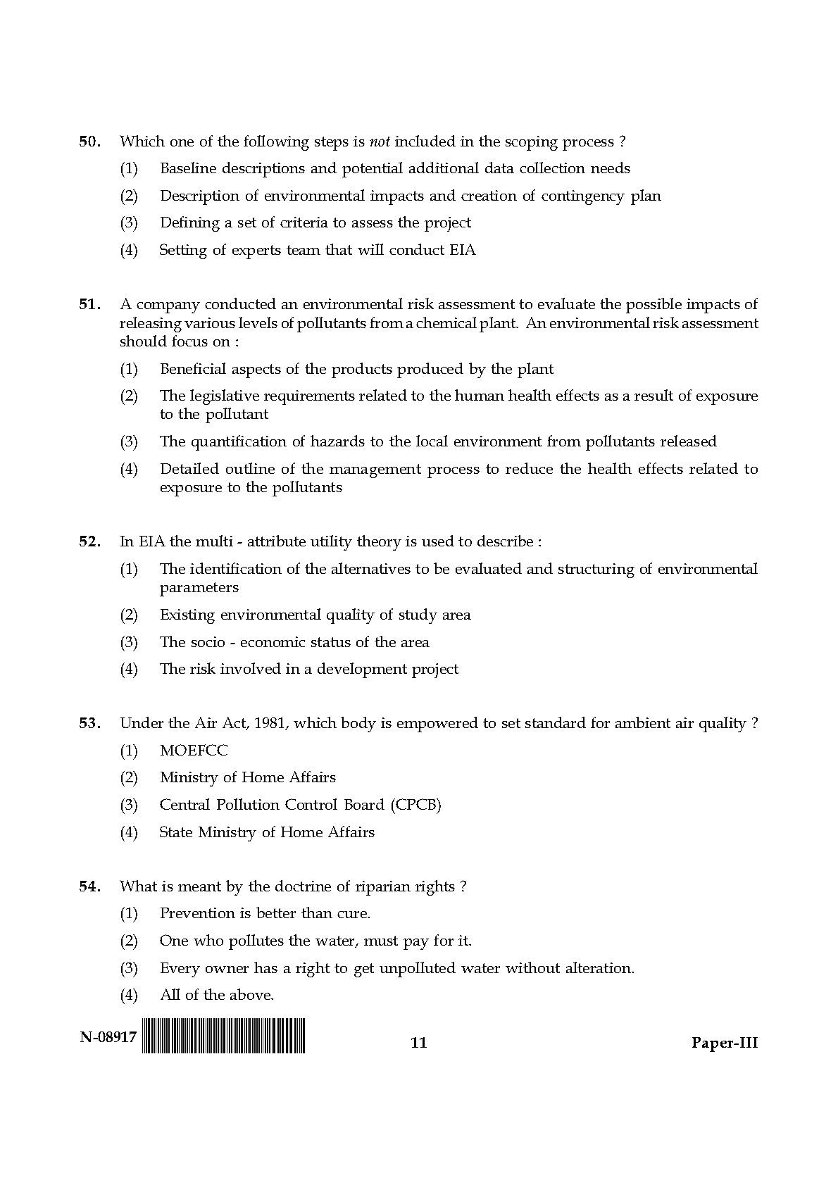 Environmental Science Question Paper III November 2017 11