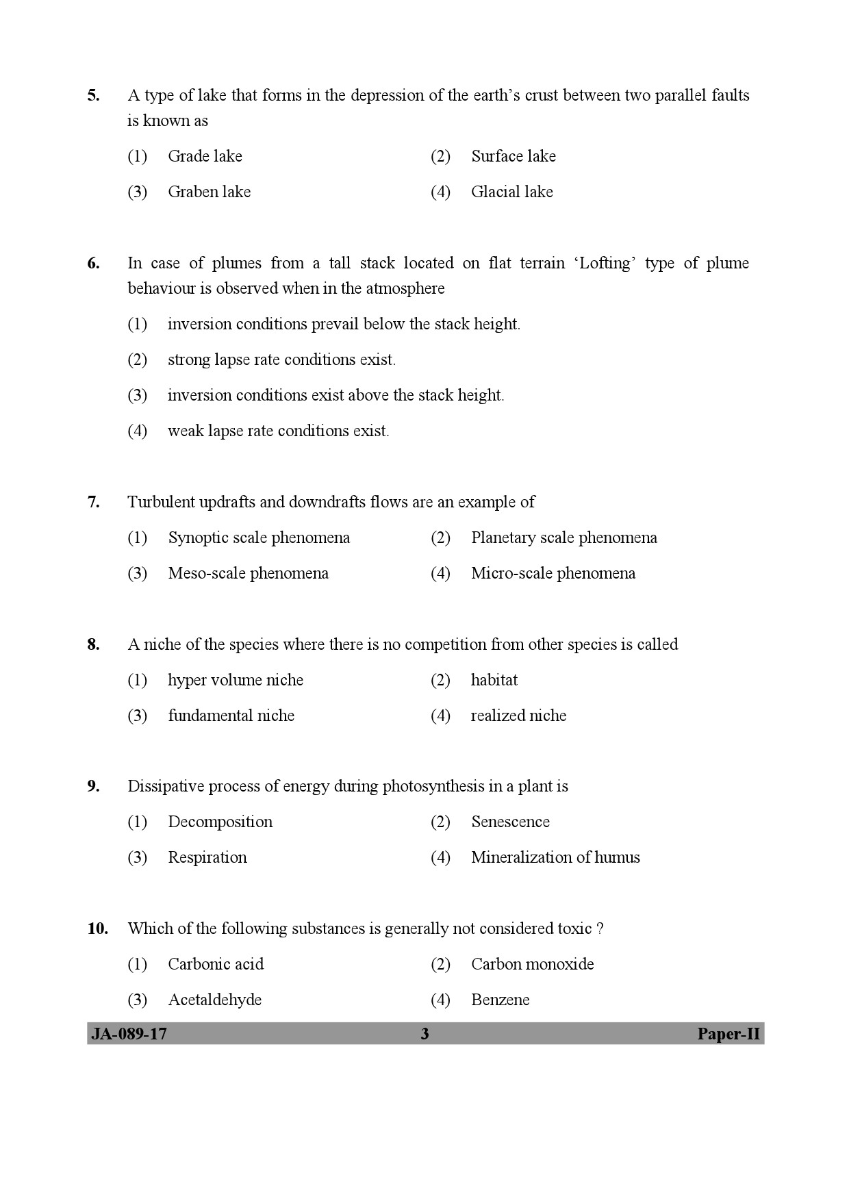 Environmental Sciences Question Paper II January 2017 3