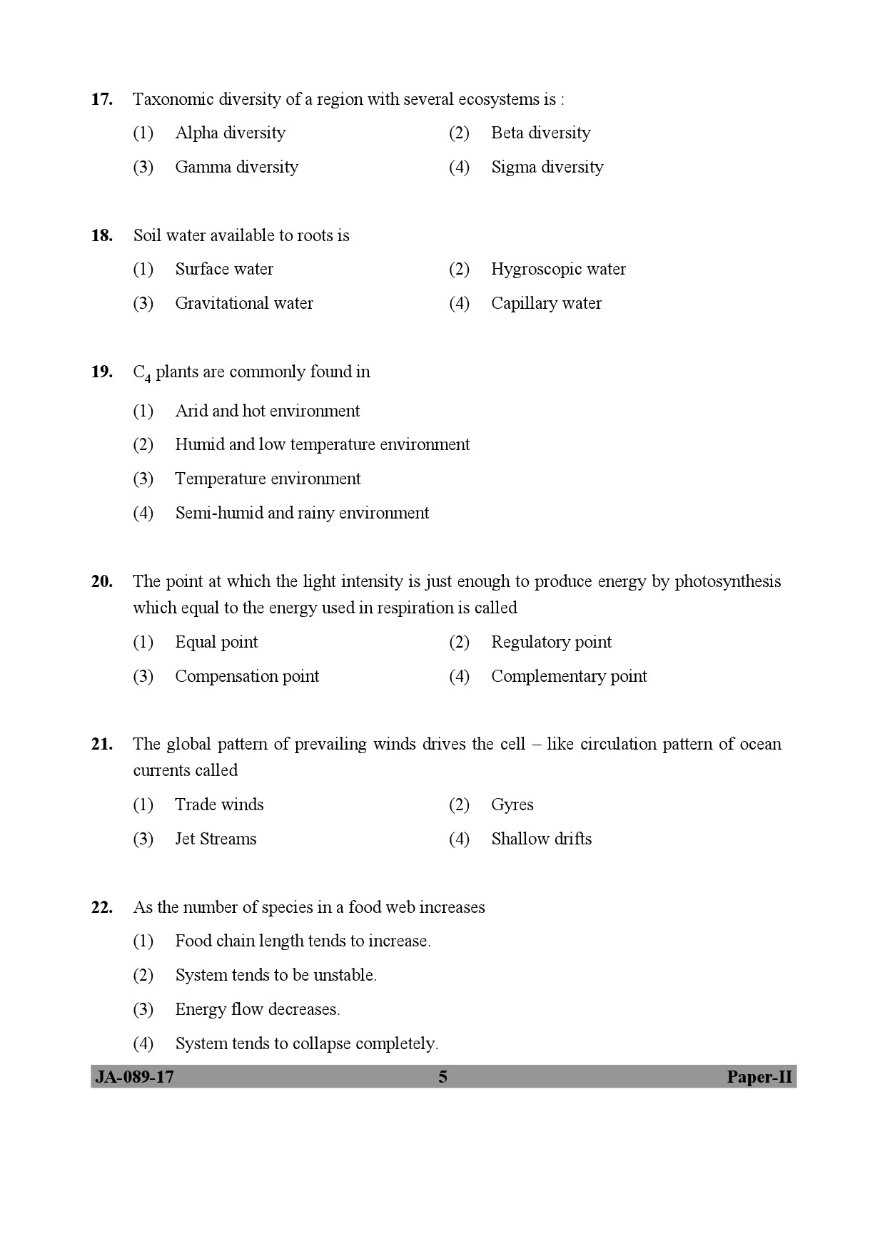 Environmental Sciences Question Paper II January 2017 5