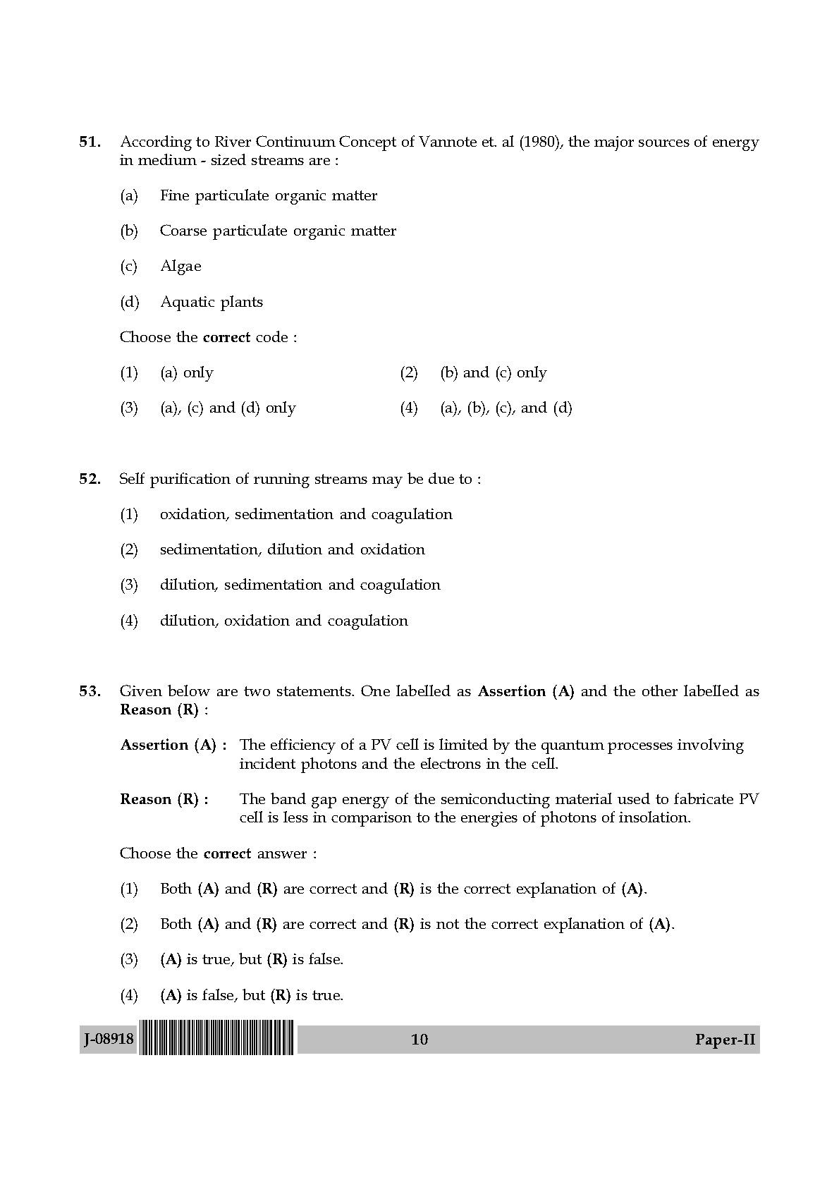 Environmental Sciences Question Paper II July 2018 10