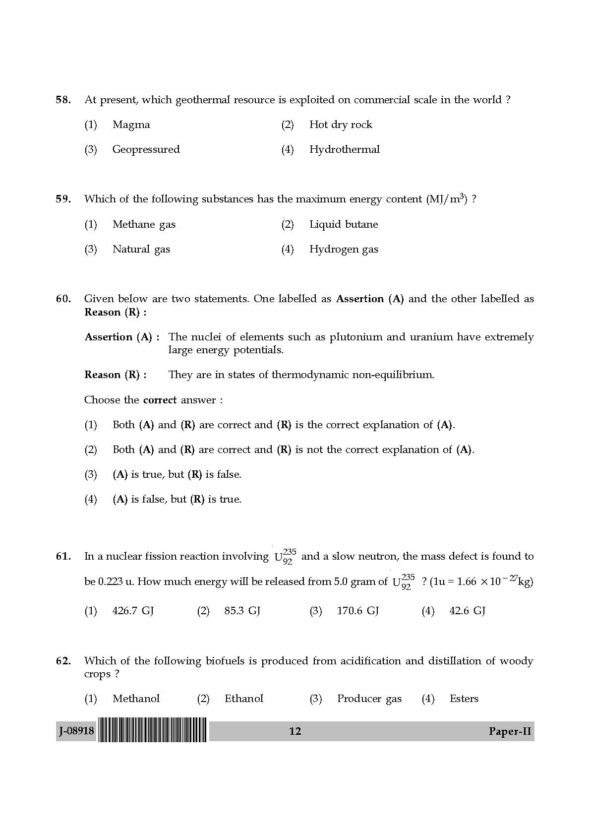 Environmental Sciences Question Paper II July 2018 12