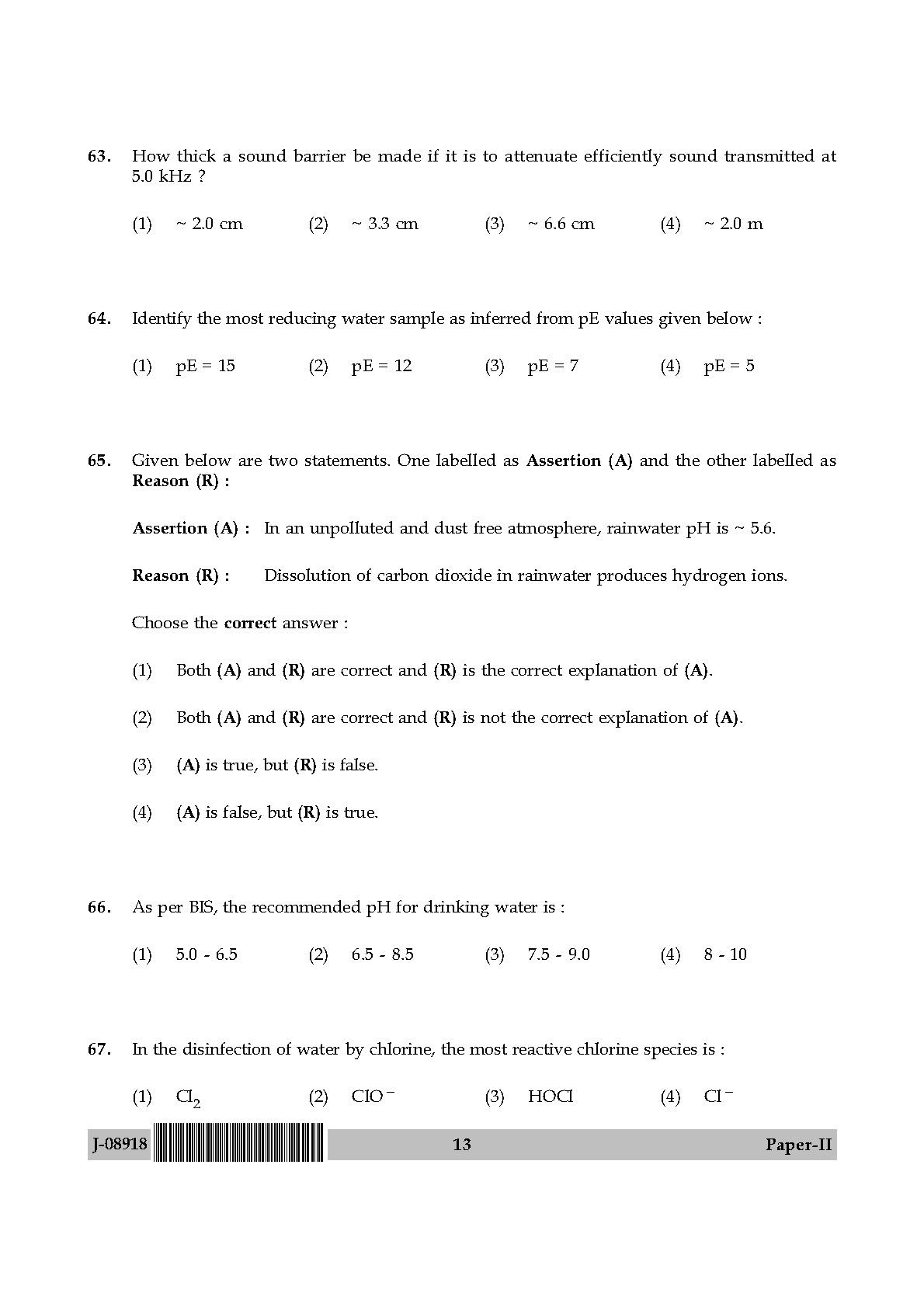 Environmental Sciences Question Paper II July 2018 13