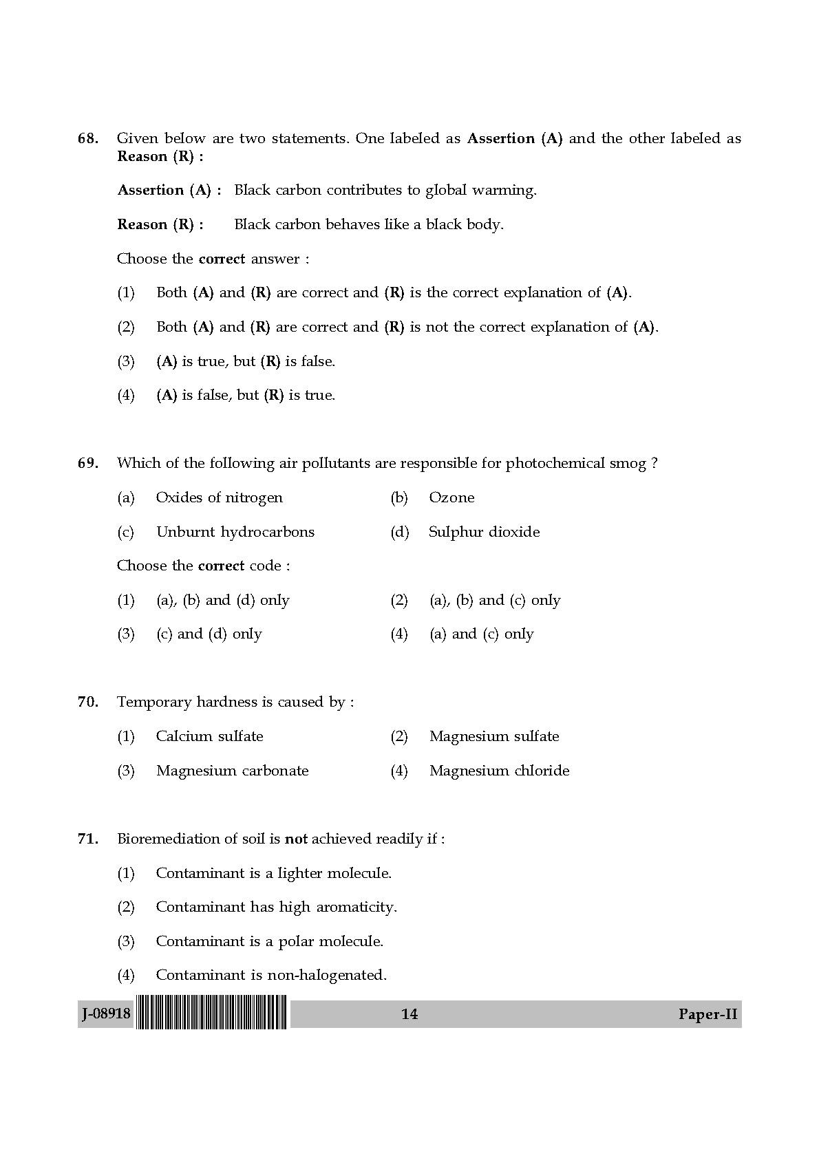 Environmental Sciences Question Paper II July 2018 14