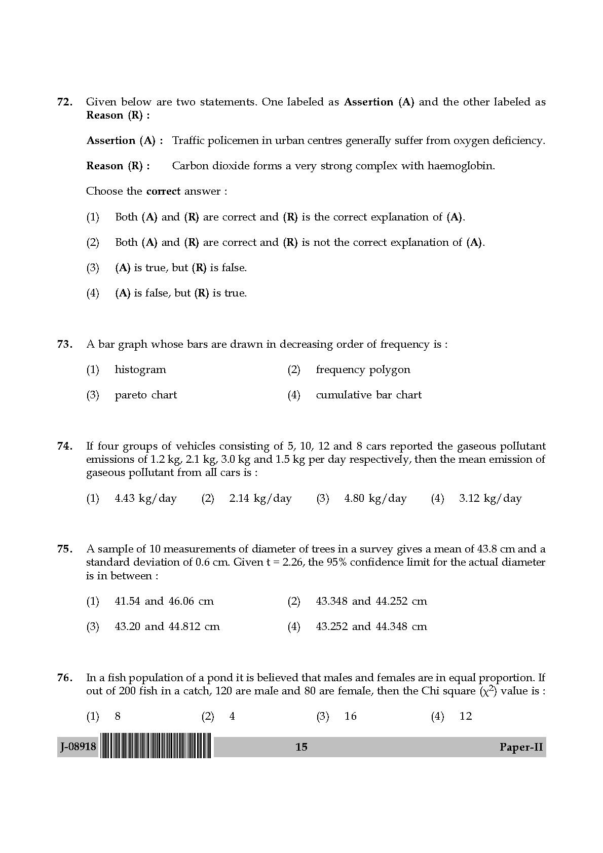 Environmental Sciences Question Paper II July 2018 15