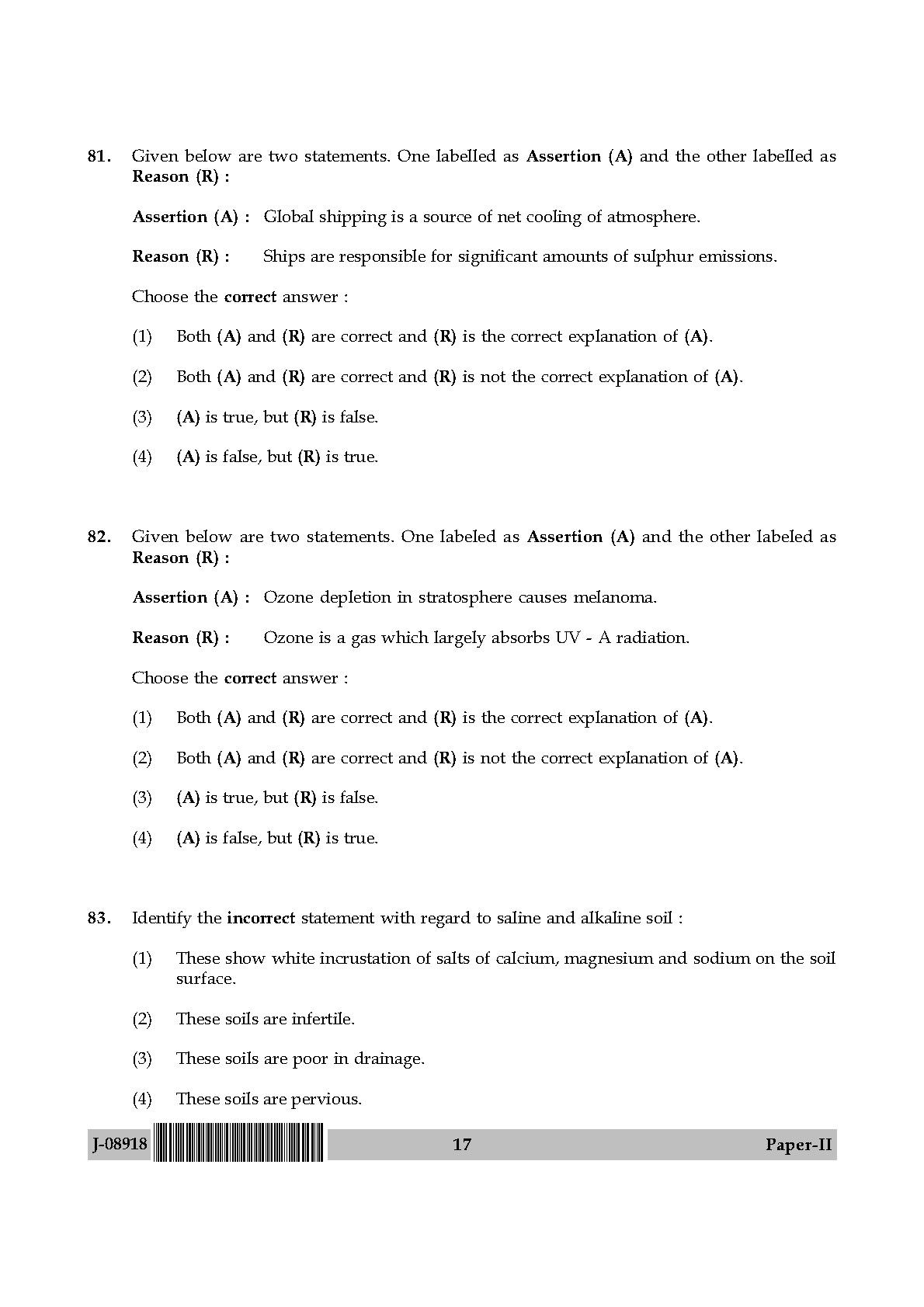 Environmental Sciences Question Paper II July 2018 17