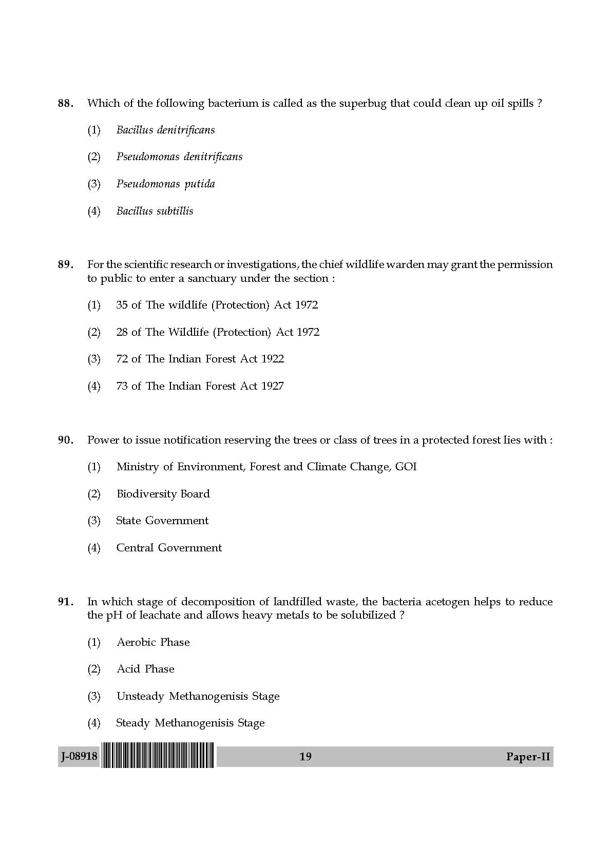 Environmental Sciences Question Paper II July 2018 19