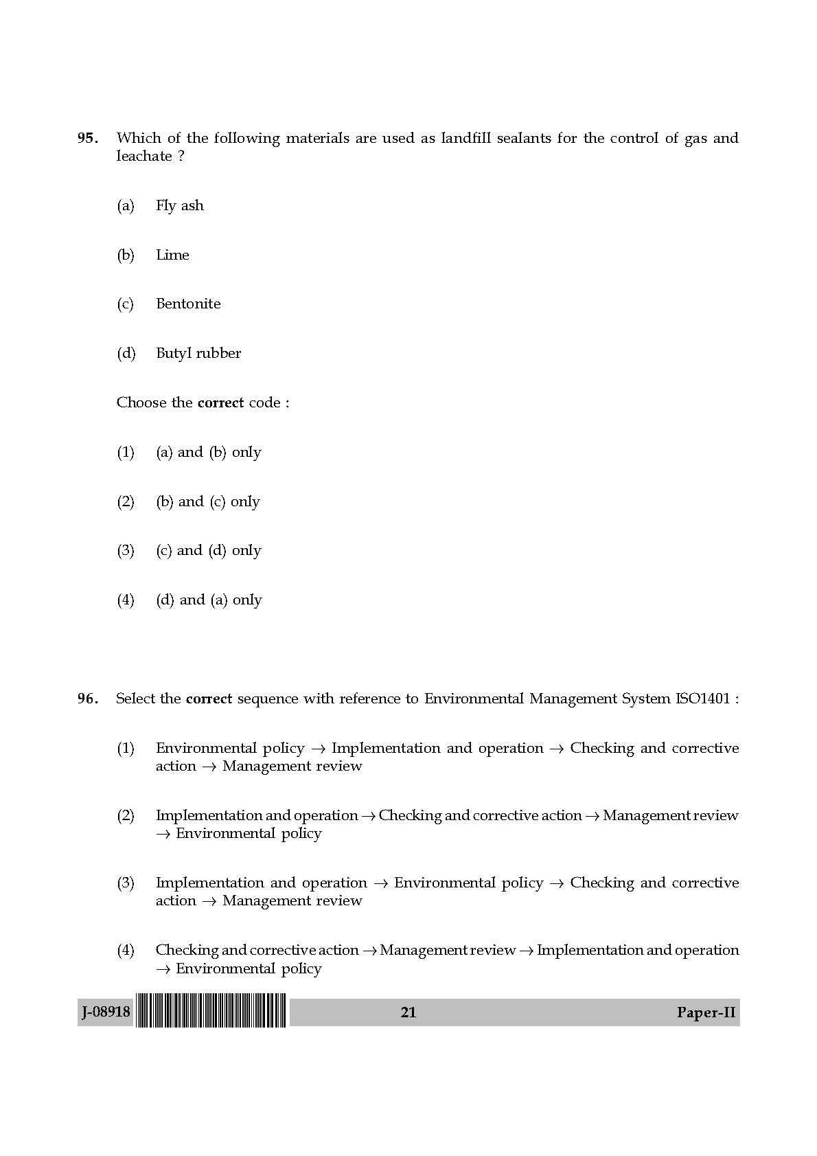 Environmental Sciences Question Paper II July 2018 21