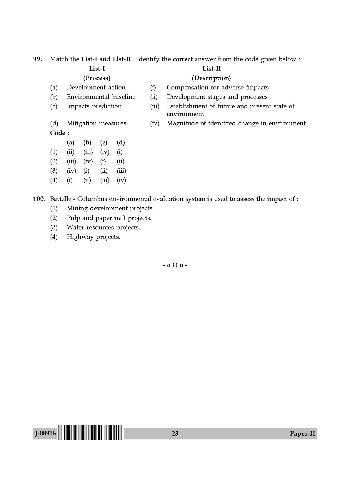 Environmental Sciences Question Paper II July 2018 23