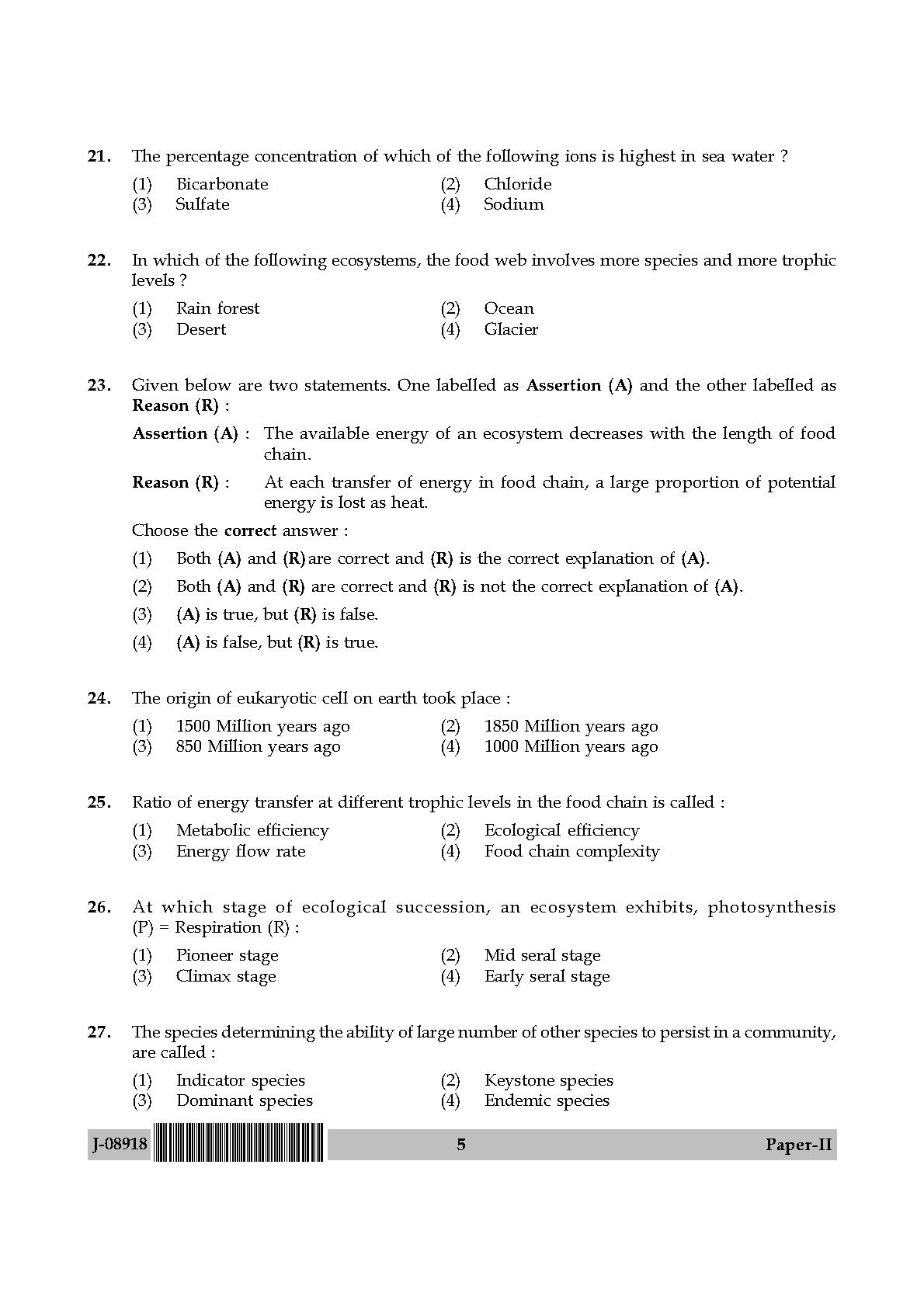 Environmental Sciences Question Paper II July 2018 5